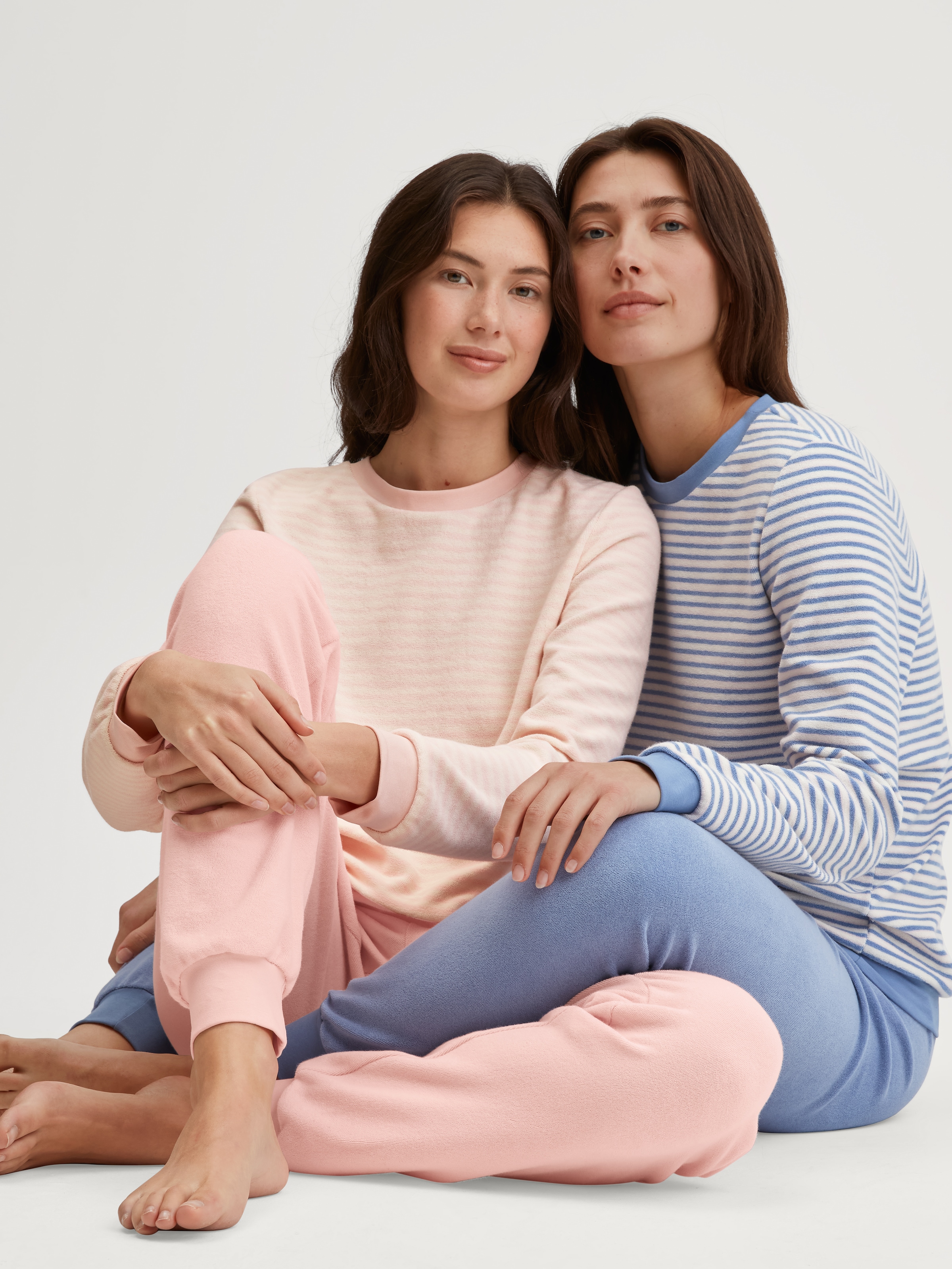 CALIDA Pyjama »Soft Dreams« 2 pièces Ringel-Design, warm, weich, Frottee-Qualität, Cotton-Mix