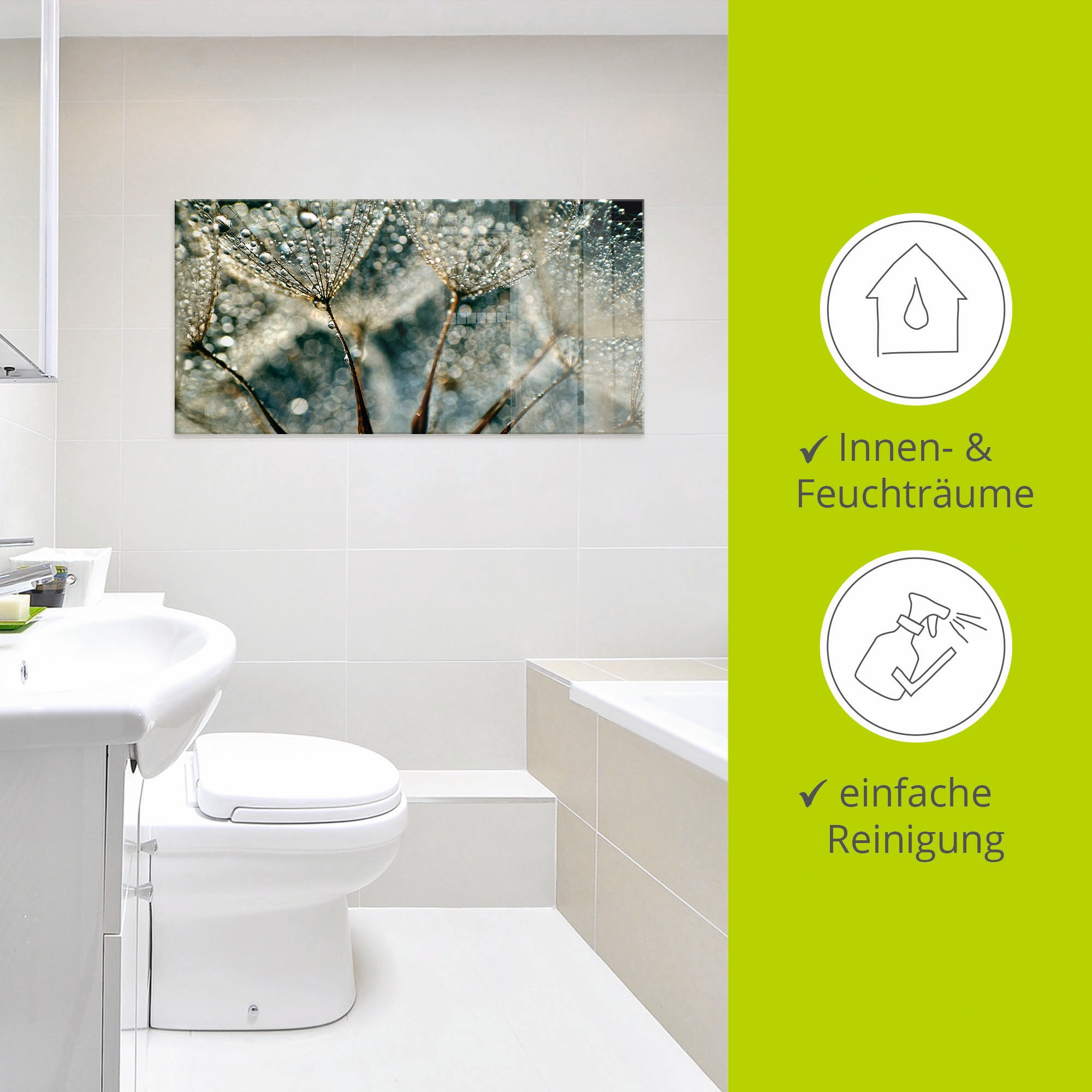 Artland Glasbild »Pusteblume Regenschauer« Blumen 1 Stk. tlg. in verschiedenen Grössen