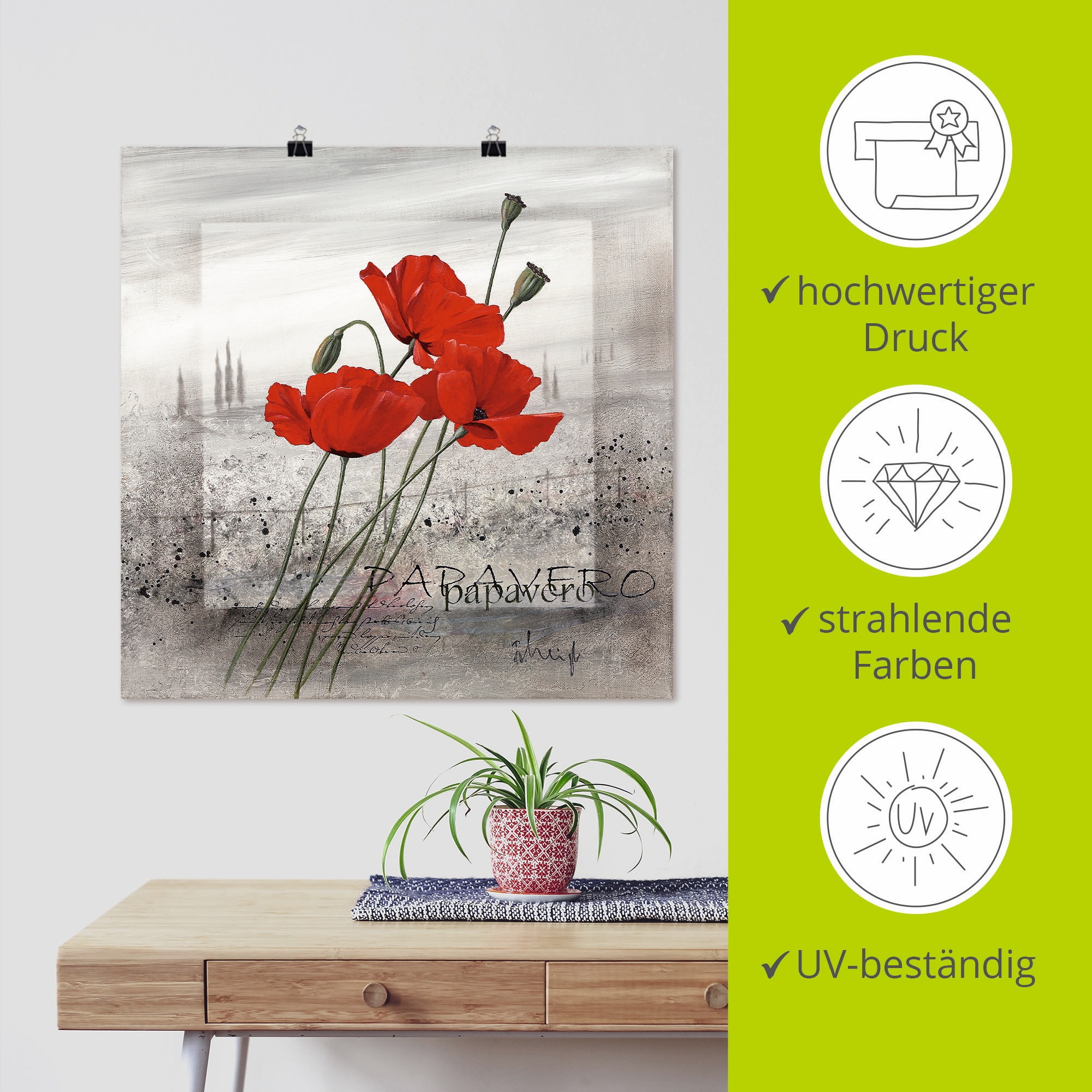Artland Wandbild »Mohnblumen« Blumen 1 Stk. tlg. als Leinwandbild, Poster in verschied. Grössen