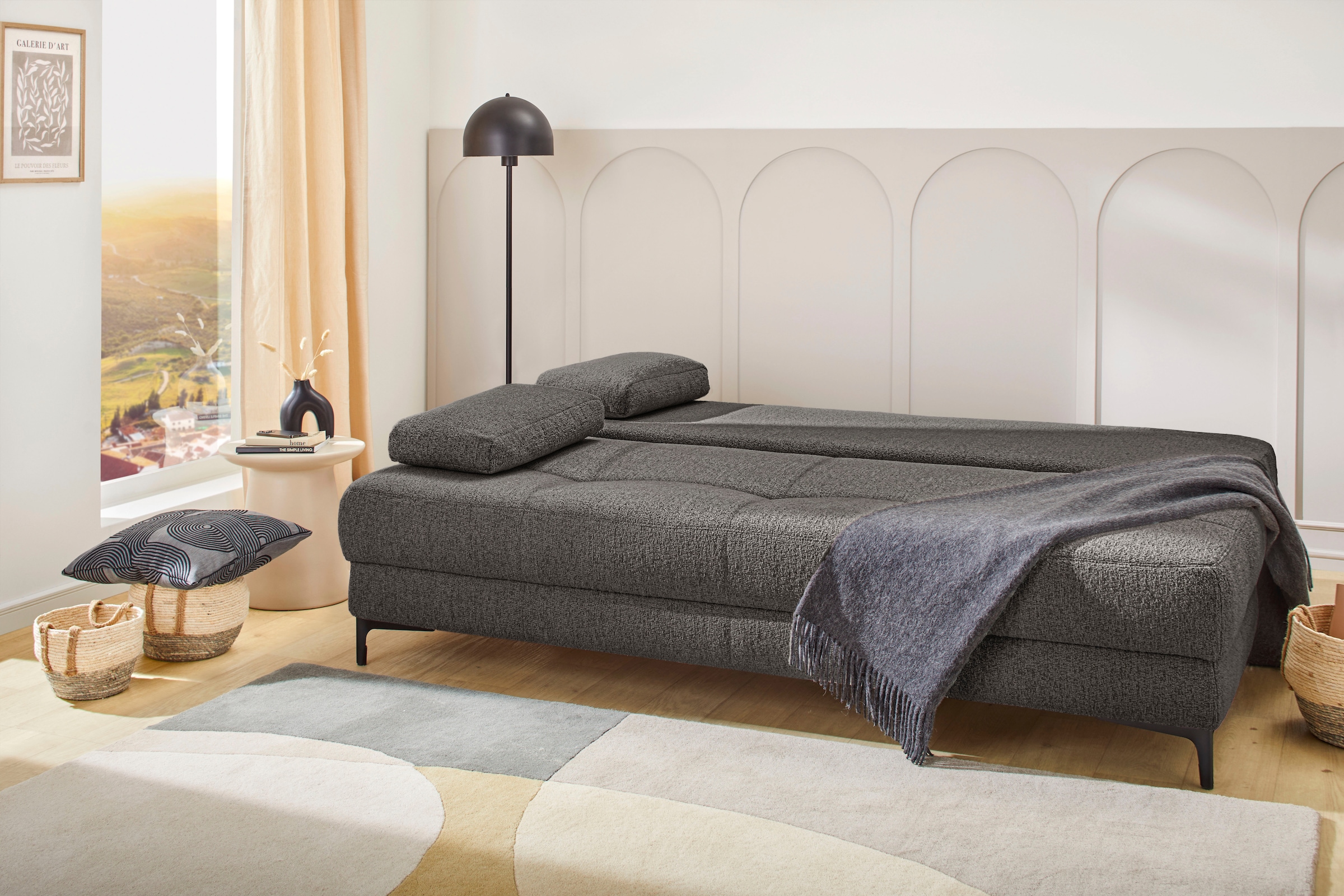 Jockenhöfer Gruppe 1100000002199 »Felix, B: 205 cm, Liegefl. 155x201 cm, Dauerschlafsofa, inkl. Topper« Incluant fonction couchage et coffre de lit, garnissage à ressorts