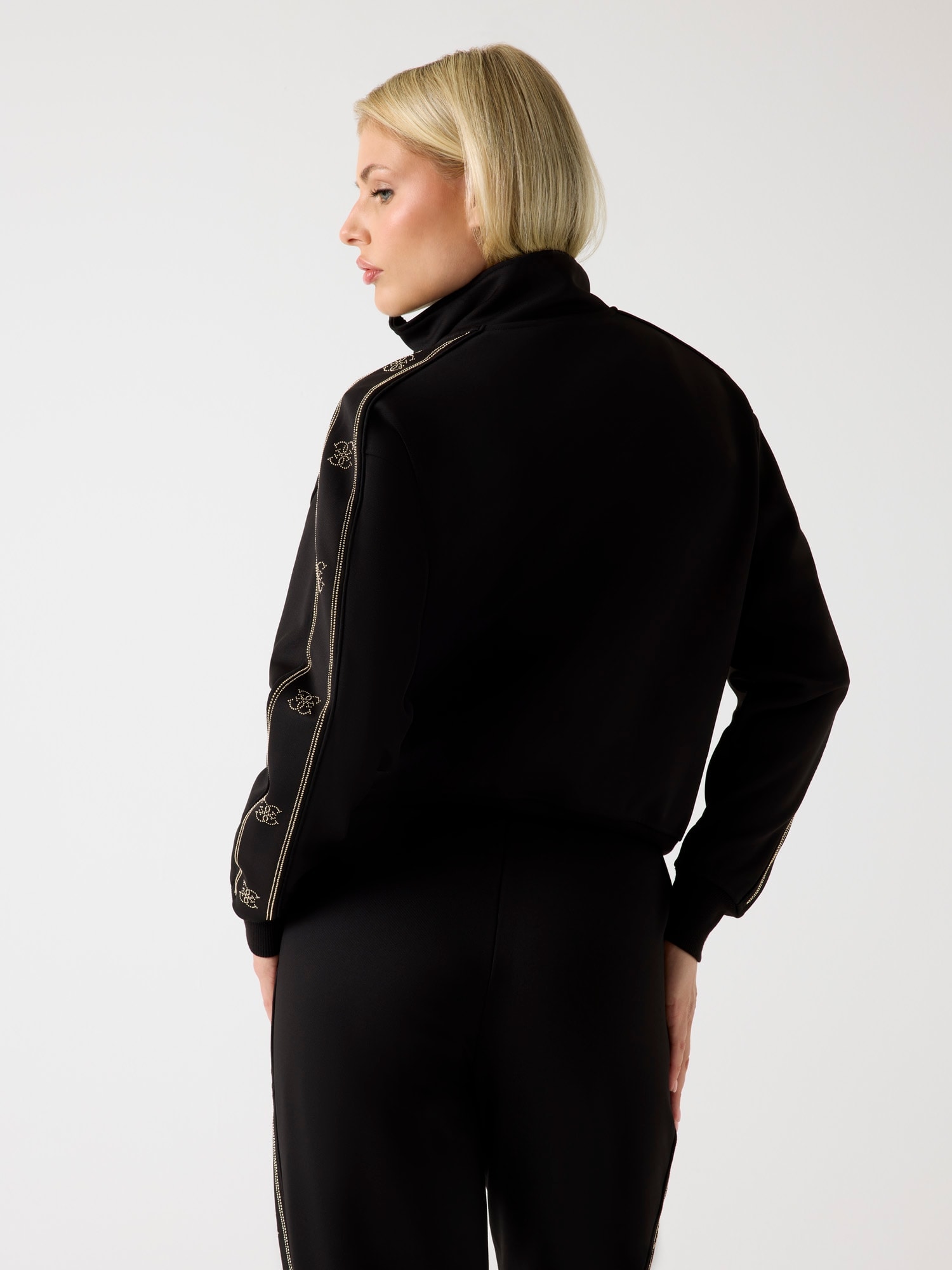 Guess Veste sweat »OCTAVIA HIGH NECK FULL-ZIP« mit Strass-Steinen, Stehkragen