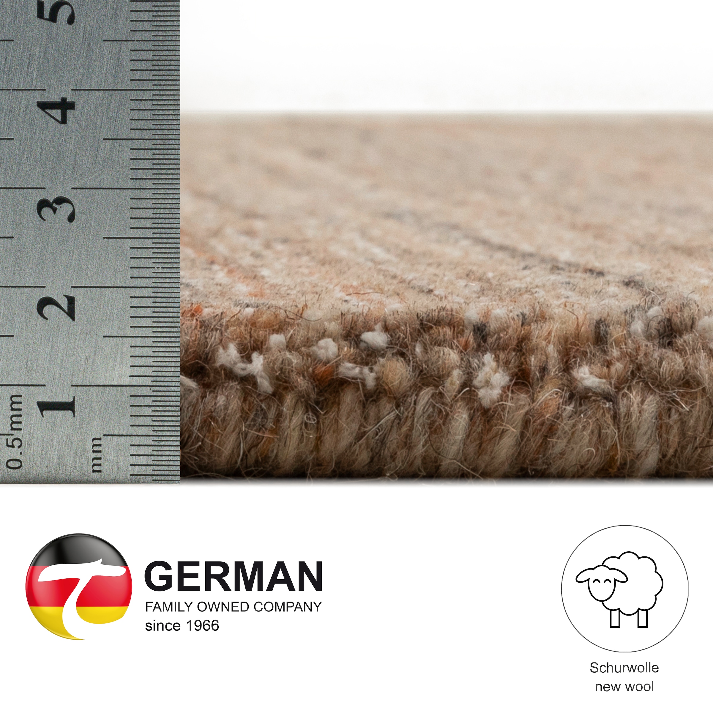 THEKO Tapis »San Diego« Rectangulaire 13 mm Höhe handgewebt, 60% Wolle, Knüpfoptik, meliert, leichter seidiger Glanz