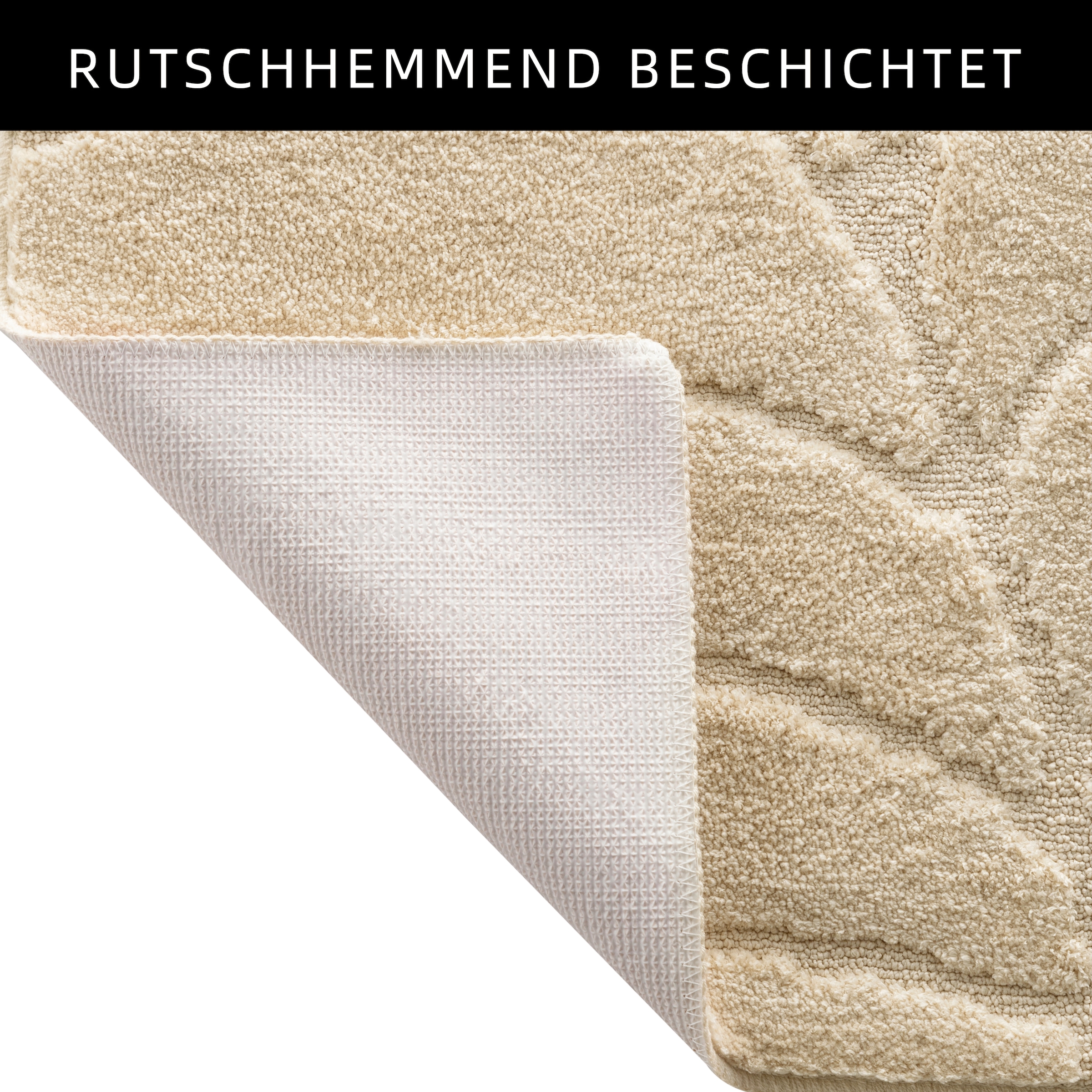 GOODproduct Badematte »Epense, Badvorleger, Badezimmer Teppich, Duschmatte mit Blattstruktur« Höhe 10 mm rutschhemmend beschichtet fussbodenheizungsgeeignet | schnell trocknend Badteppich, Uni, Blätter, Hoch-Tief, verschiedene Farben und Grössen