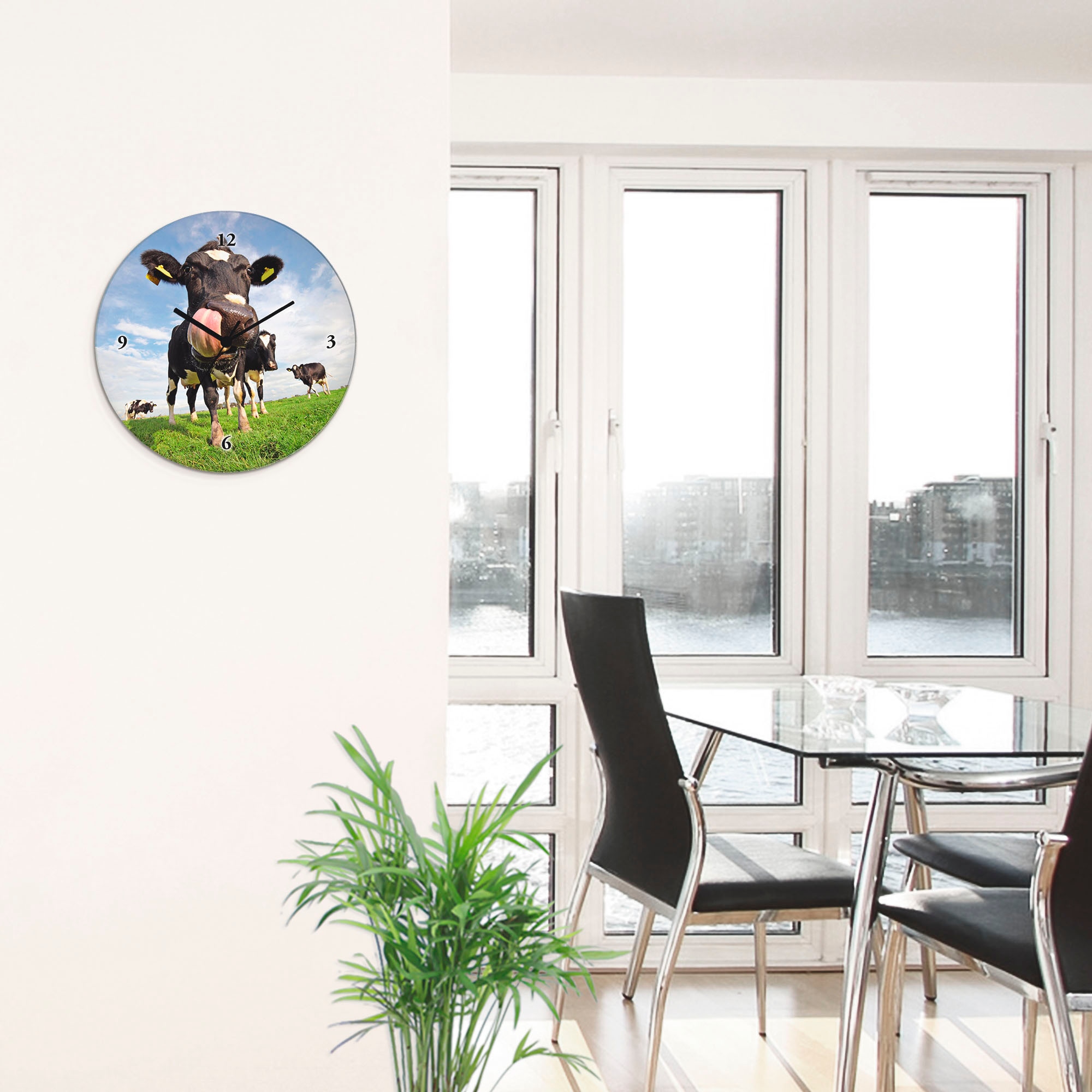 Artland Wanduhr »Holstein-Kuh mit gewaltiger Zunge« wahlweise mit  Quarz- oder Funkuhrwerk, lautlos ohne Tickgeräusche