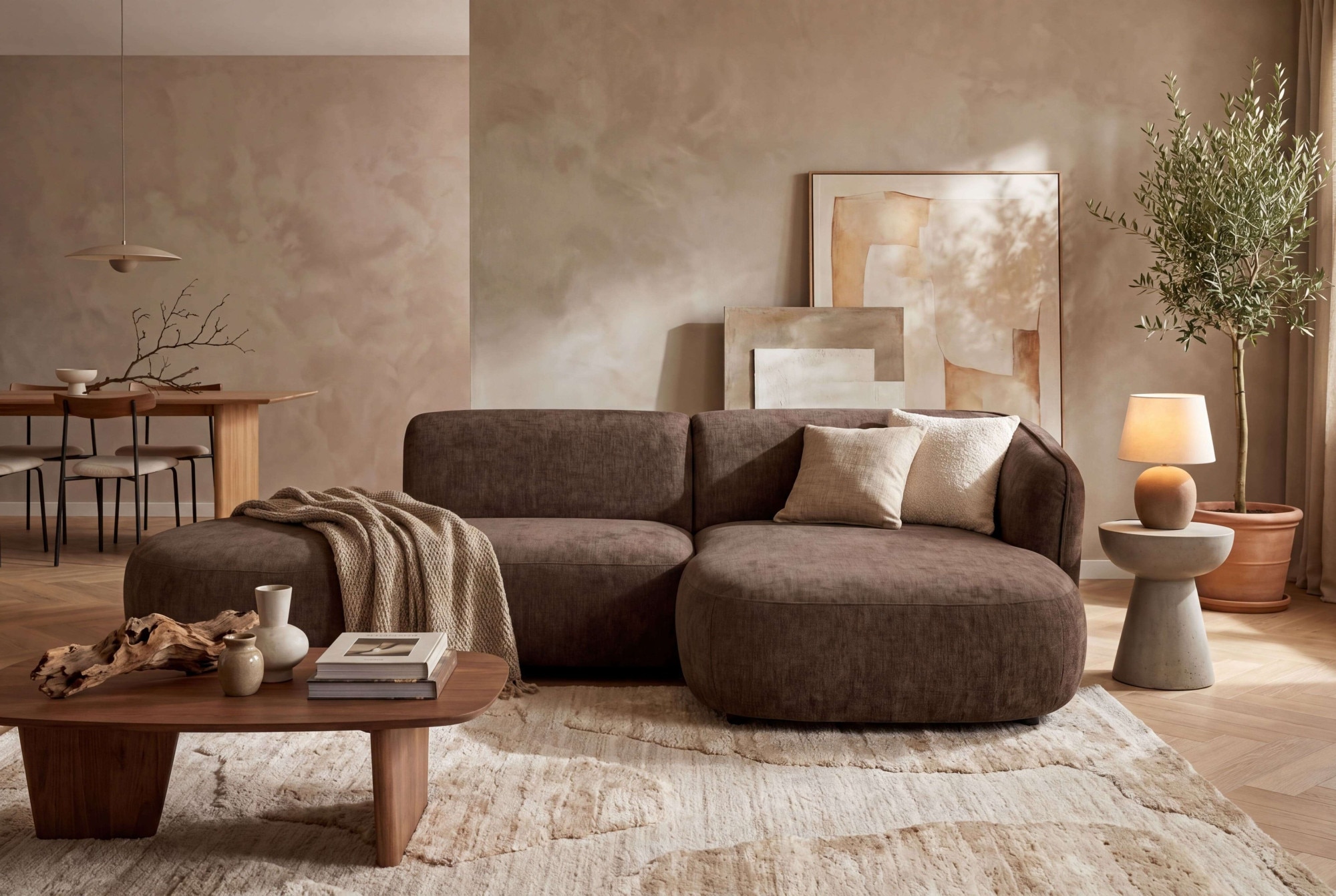 GOODproduct Ecksofa »OSTRUP Rundsofa, L-Form, Naturtöne, Boucle oder Chenille« Breite 278 cm, organische Form mit sanften Rundungen