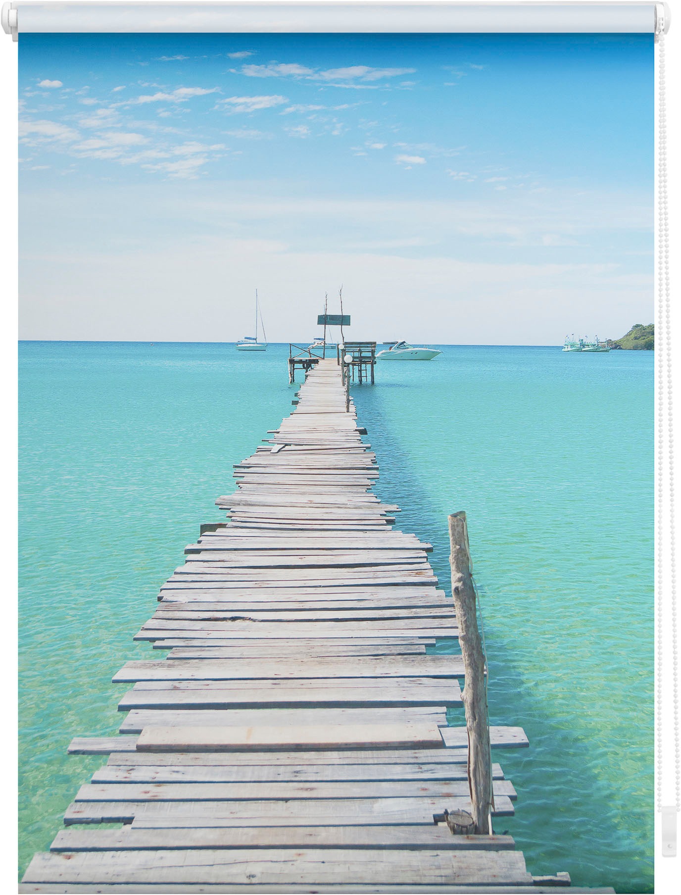 LICHTBLICK ORIGINAL Store à tirage latéral »Rollo Klemmfix, ohne Bohren, blickdicht, El Mar - Blau« blickdicht freihängend