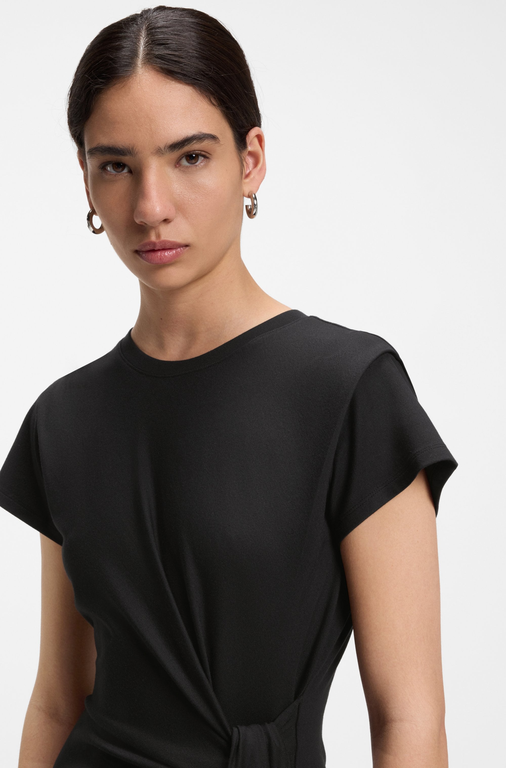 BOSS ORANGE Robe midi »Erlays Premium Damenmode« avec taille cintrée et pinces aux épaules