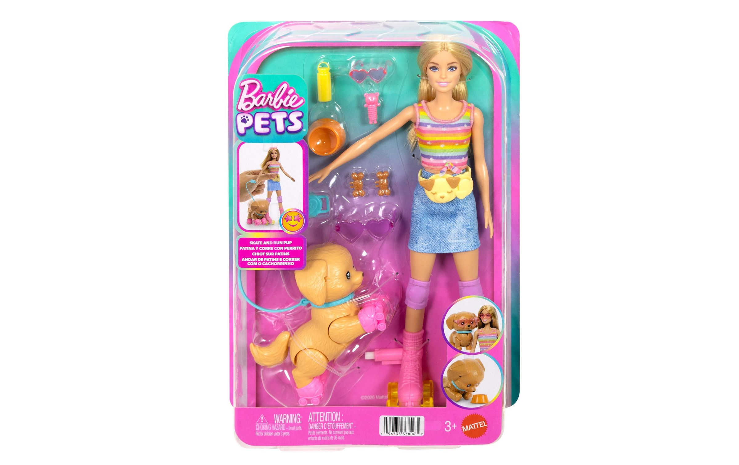 Barbie Poupée à habiller »Barbie Pets, Skate 'N Run«