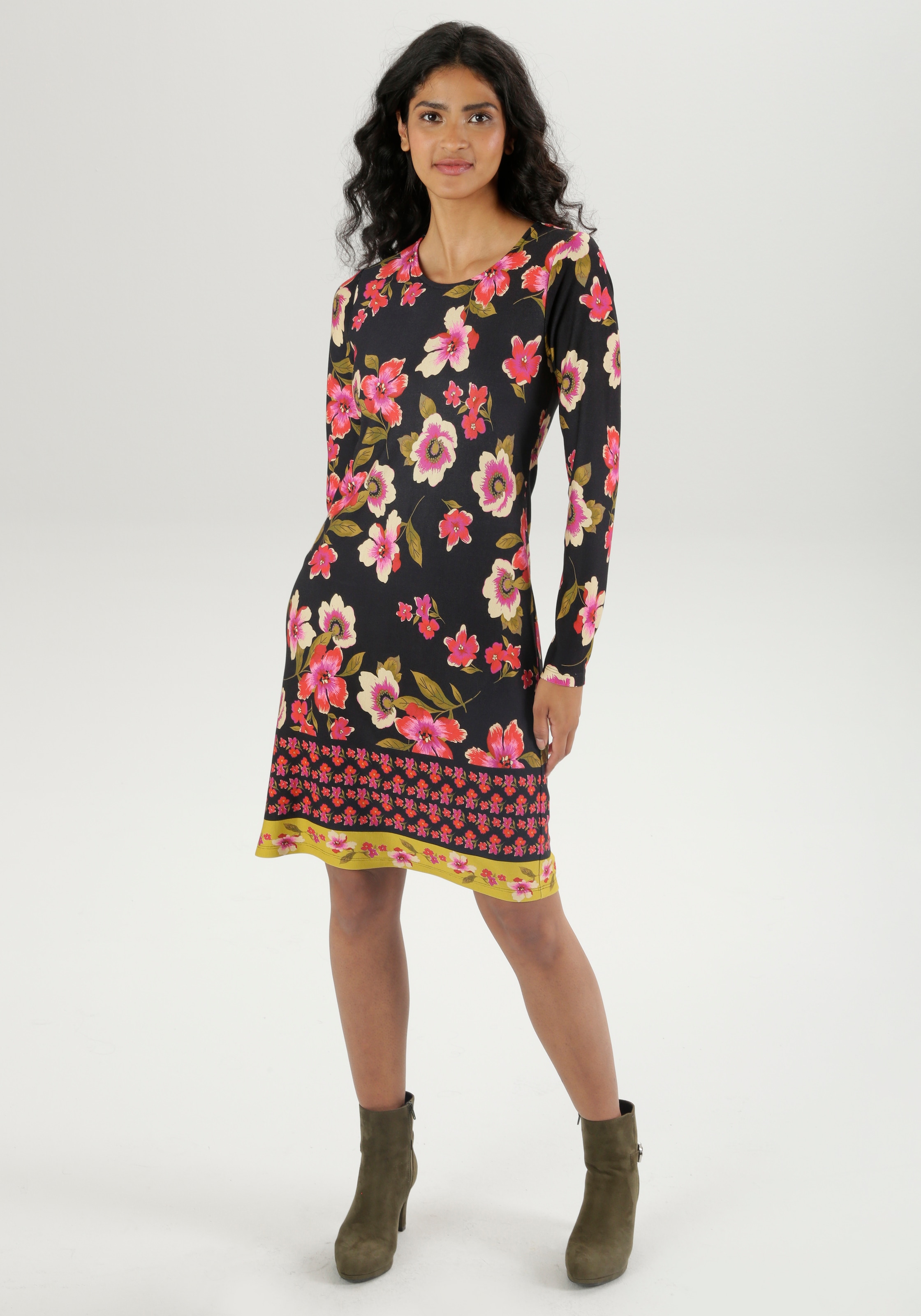 Aniston SELECTED Mini-robe mit aufgedruckter Bordüre; leicht taillliert