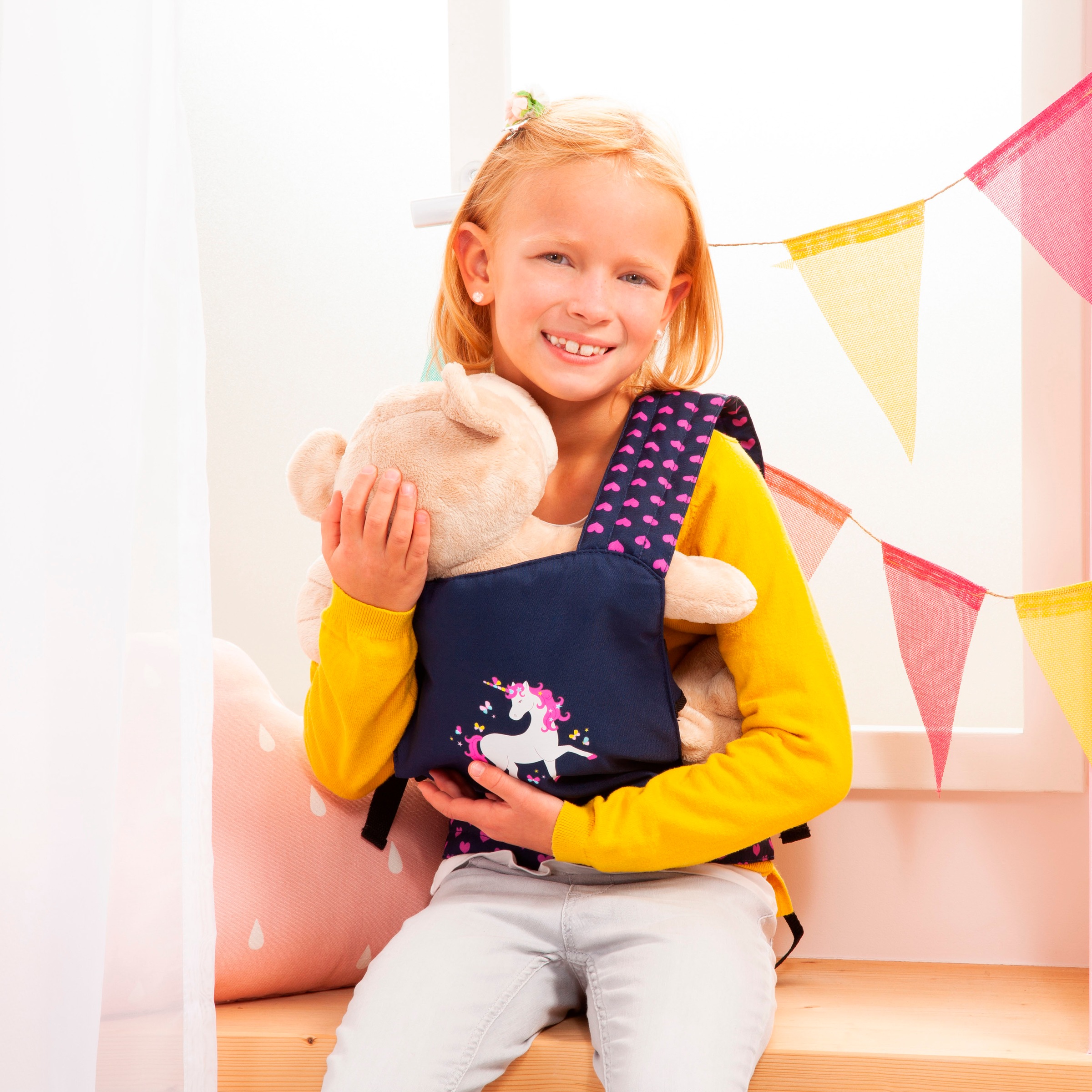 Bayer Puppen Trage »grau/rosa Schmetterling«