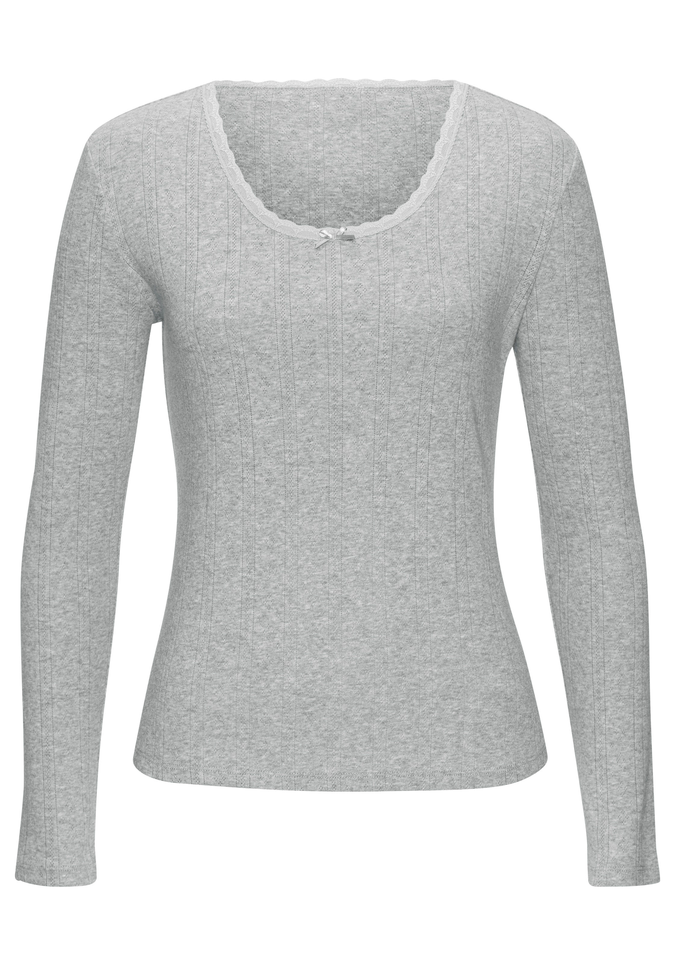 Vivance Langarmshirt »Unterziehshirt« 2er-Pack,  aus feiner Pointelle-Ware mit Spitze, reine Baumwolle
