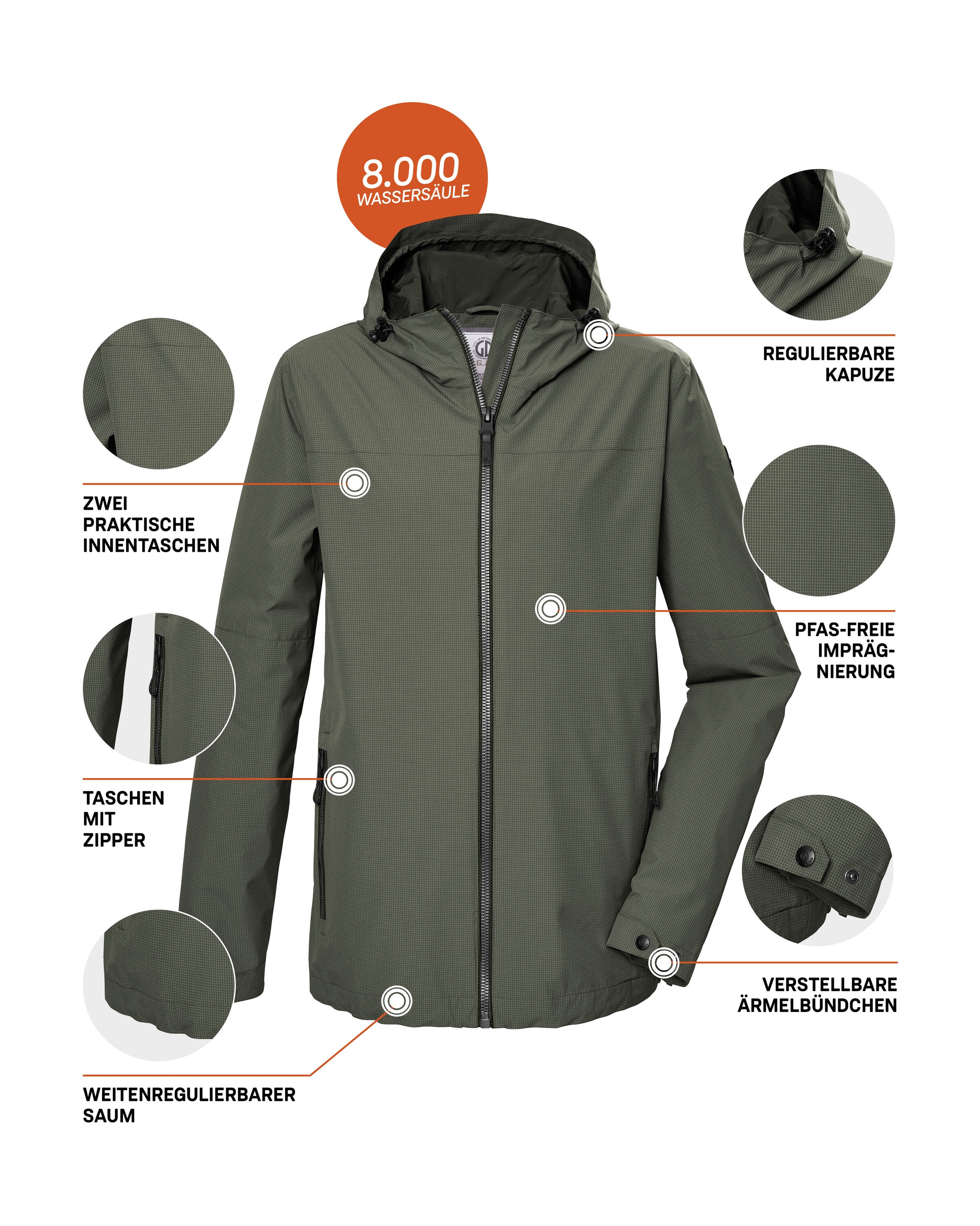 G.I.G.A. DX by killtec Funktionsjacke »GS 80 MN JCKT« Herrenjacke wasserdicht 8.000 mm, Kapuze, verstellbar