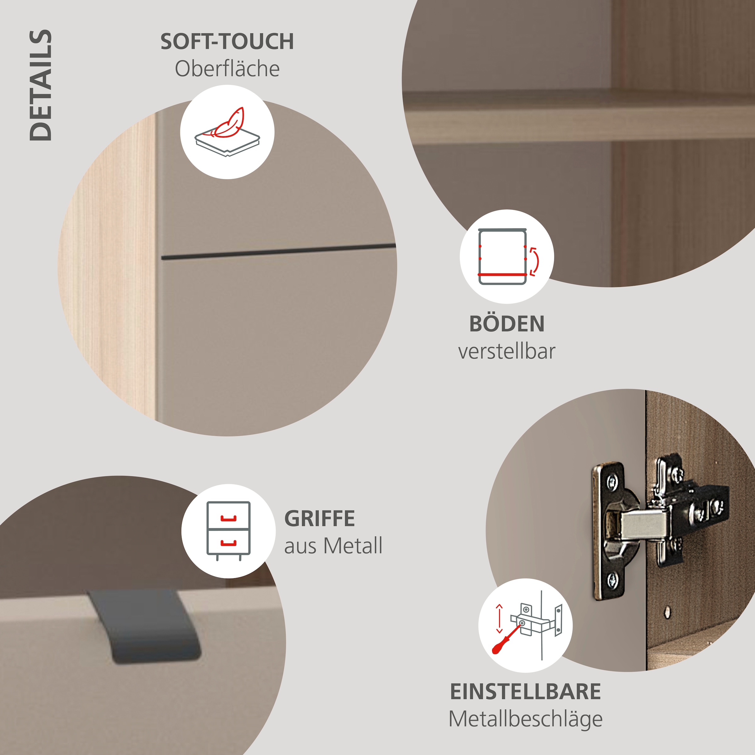 Innostyle Armoire à chaussures suspendue »PISA Hängeschuhschrank« 1 cuis tlg. fermeture douce, bord AB, 1 rabat, 4 compartiments