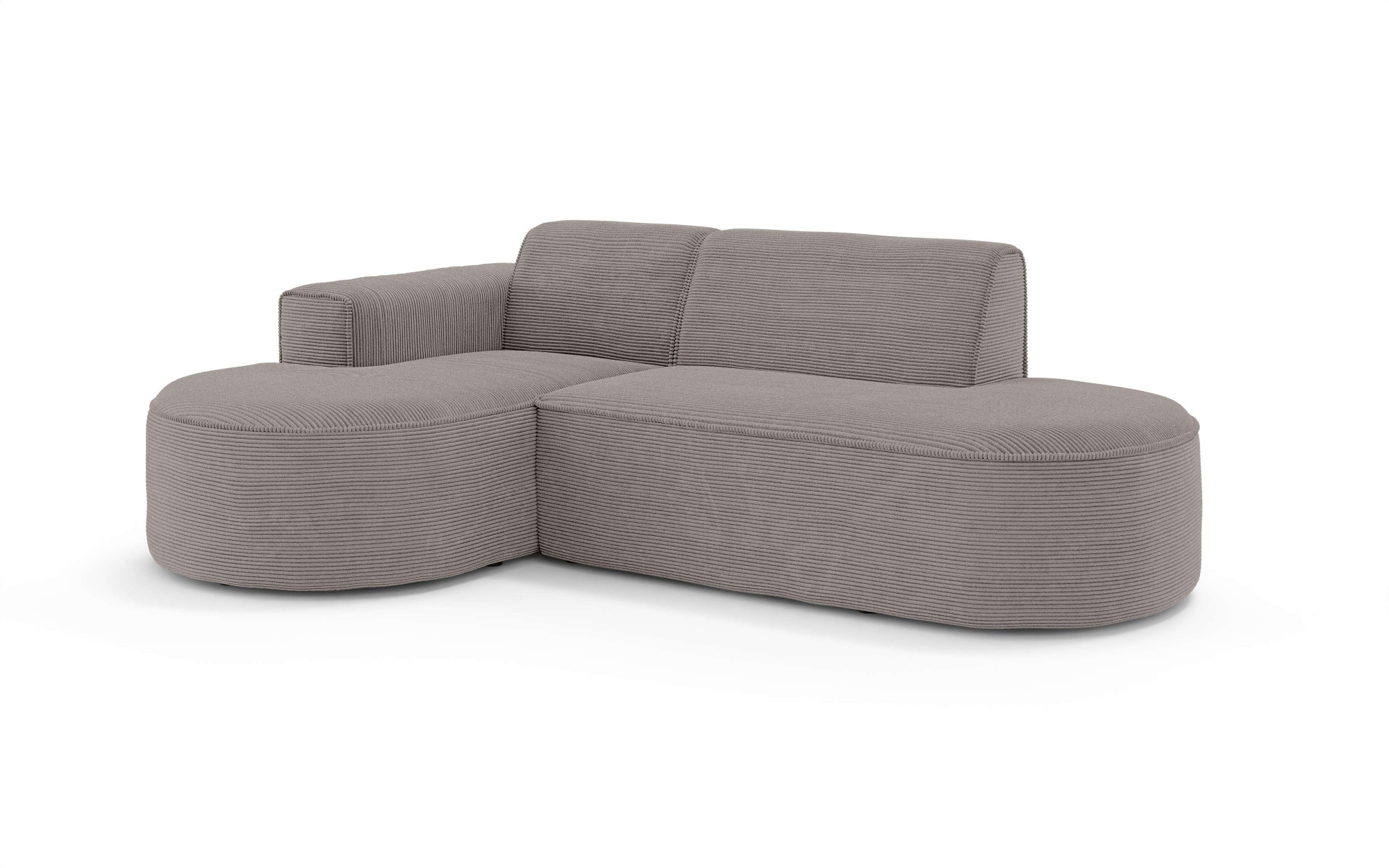 GOODproduct Canapé d'angle »ADELLA Design-Sofa mit Recamiere rechts/links, 248/159/76 cm« L-Form mit Wellenunterfederung, runde Form, auch in Cord