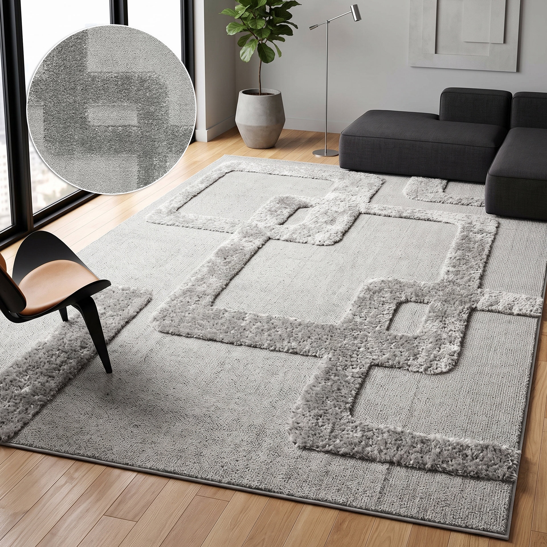 GOODproduct Teppich »Modea, geometrisches Muster, 3D« rechteckig 20 mm Höhe Ton-in-Ton, Hoch-Tief, weich, Wohnzimmer, Schlafzimmer