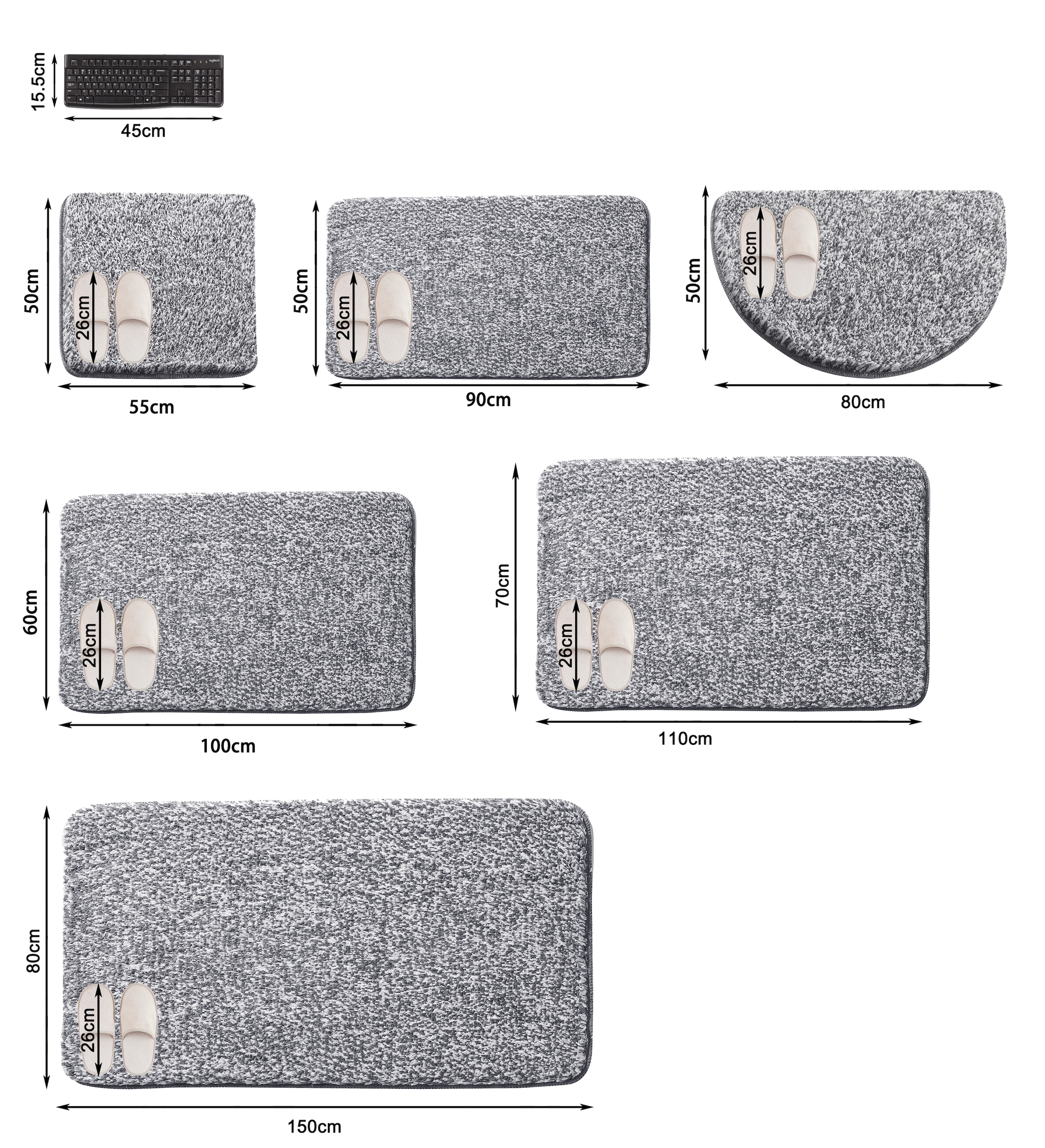 my home Tapis de bain »Vanessa meliert, Badvorleger, Badezimmer Teppich, Duschvorleger« Höhe 20 mm Badteppich, weiche Haptik, unifarben