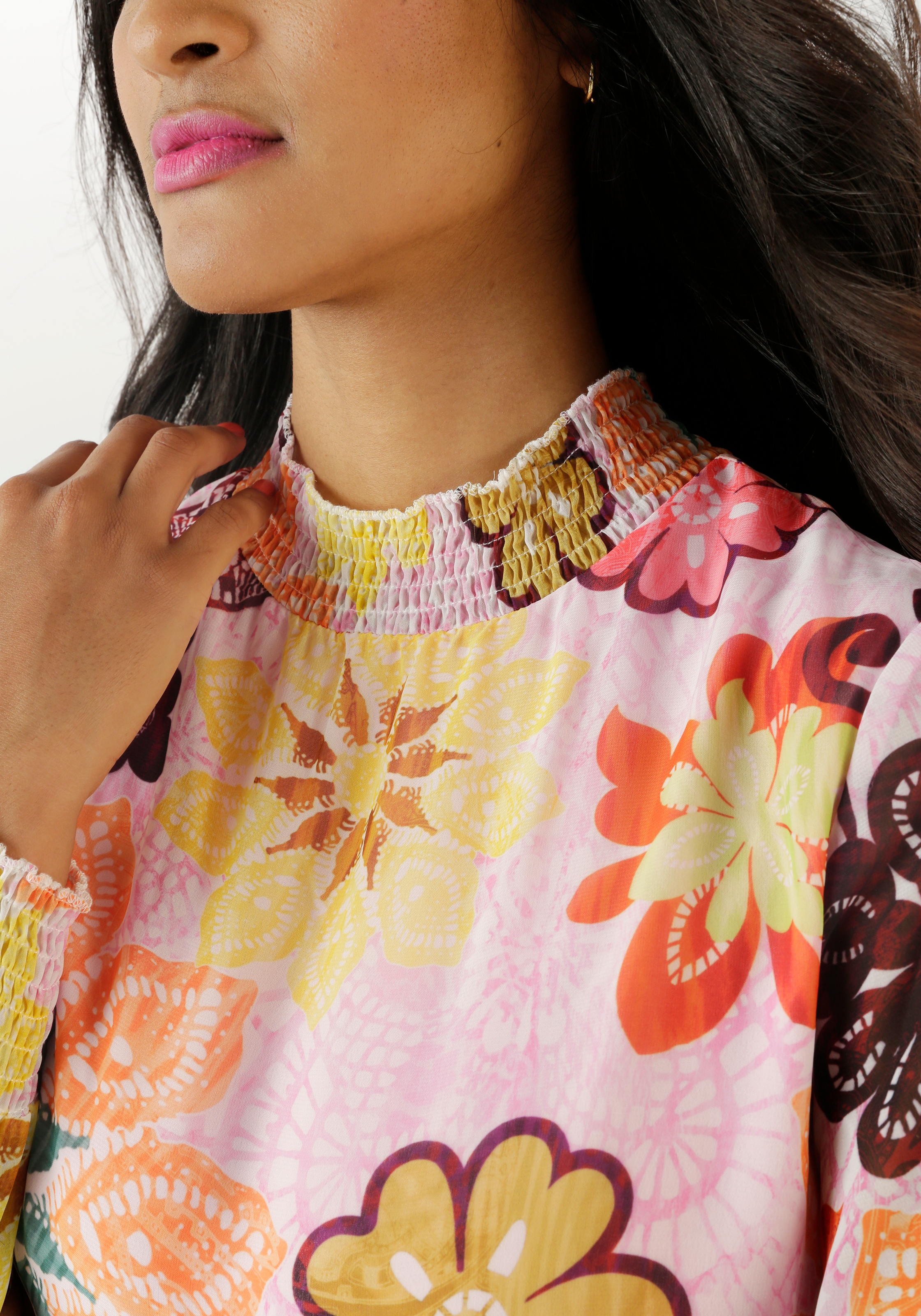 Aniston SELECTED Blouse en mousseline mit Blumendruck und Smokbündchen