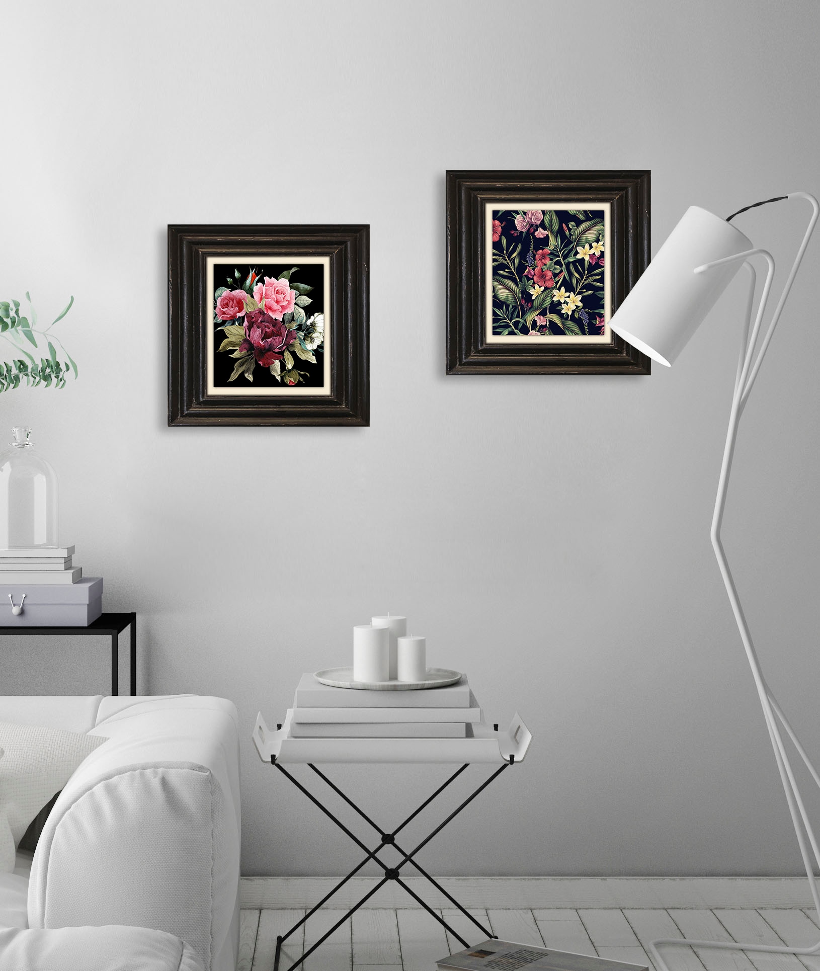 queence Tableau sur toile »Blumen« Premium-Leinwandstoff, Handarbeit aus Deutschland, 40x40cm