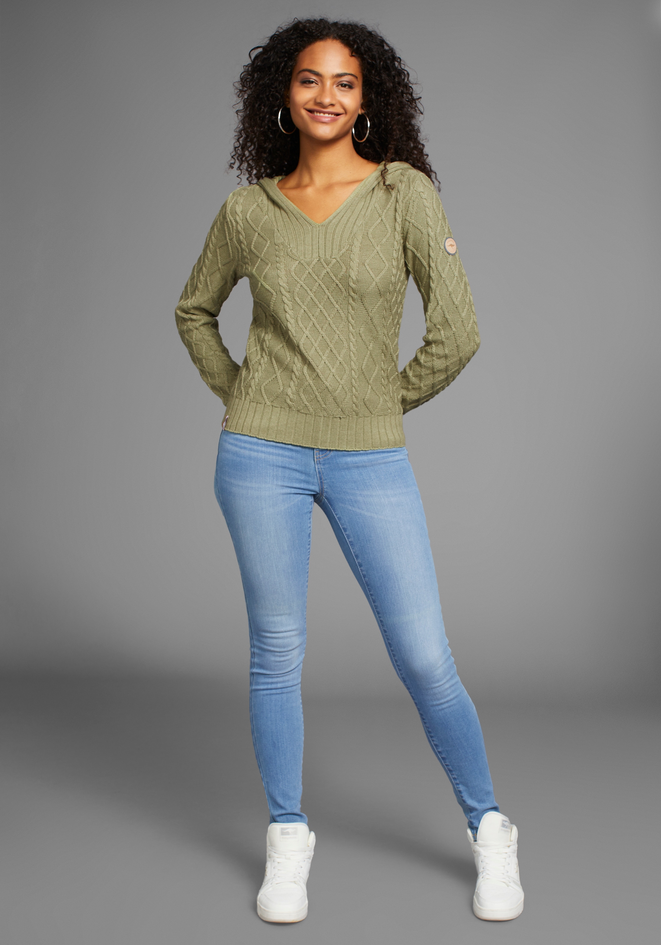 KangaROOS Kapuzenpullover aus Zopfstrick