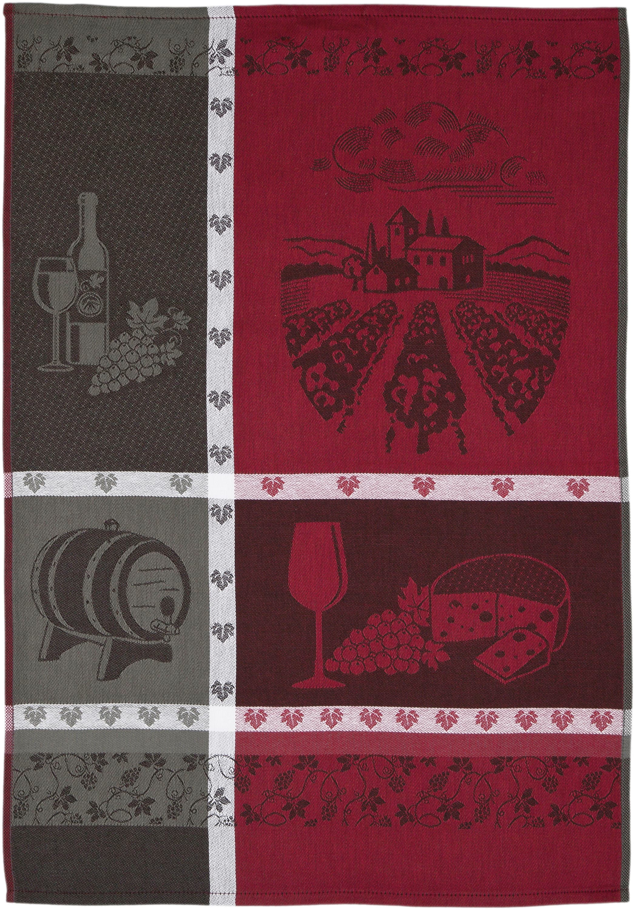 ROSS Chiffon à vaisselle »Weinmotiv« Tissu à motif, 100 % coton