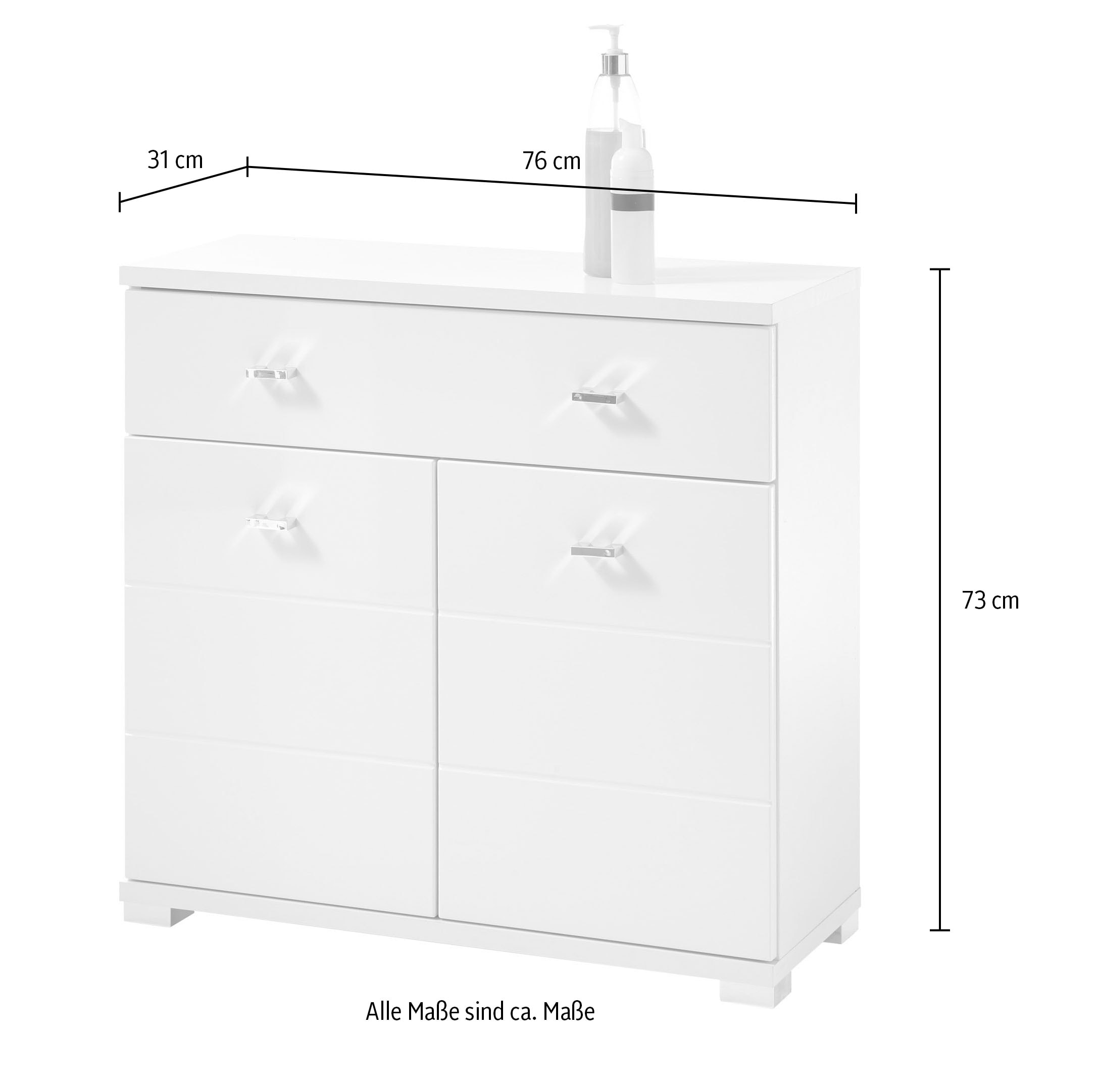 BASIC by Balculina Midischrank »Pool, Badezimmerschrank BxHxT 76x73x31« 1 Stk. tlg. Breite 76cm, Tür L/R montierbar