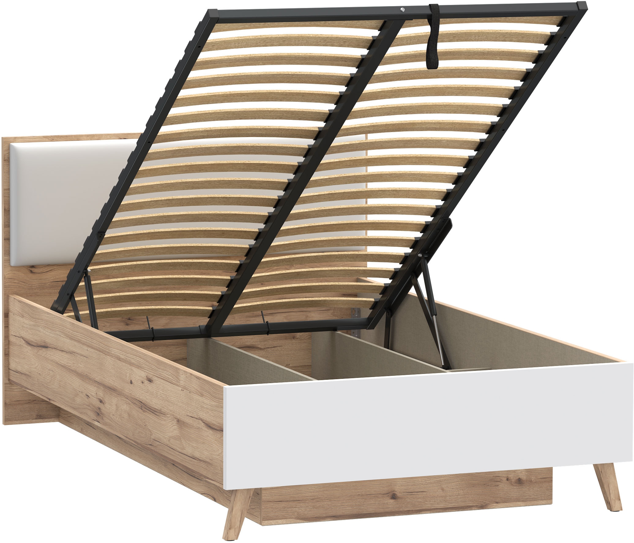 FORTE Stauraumbett »Vankka viel Stauraum, skandinavisches Design, Made in Europe« aufklappbarer Lattenrost, weitere Produkte zur Serie erhältlich