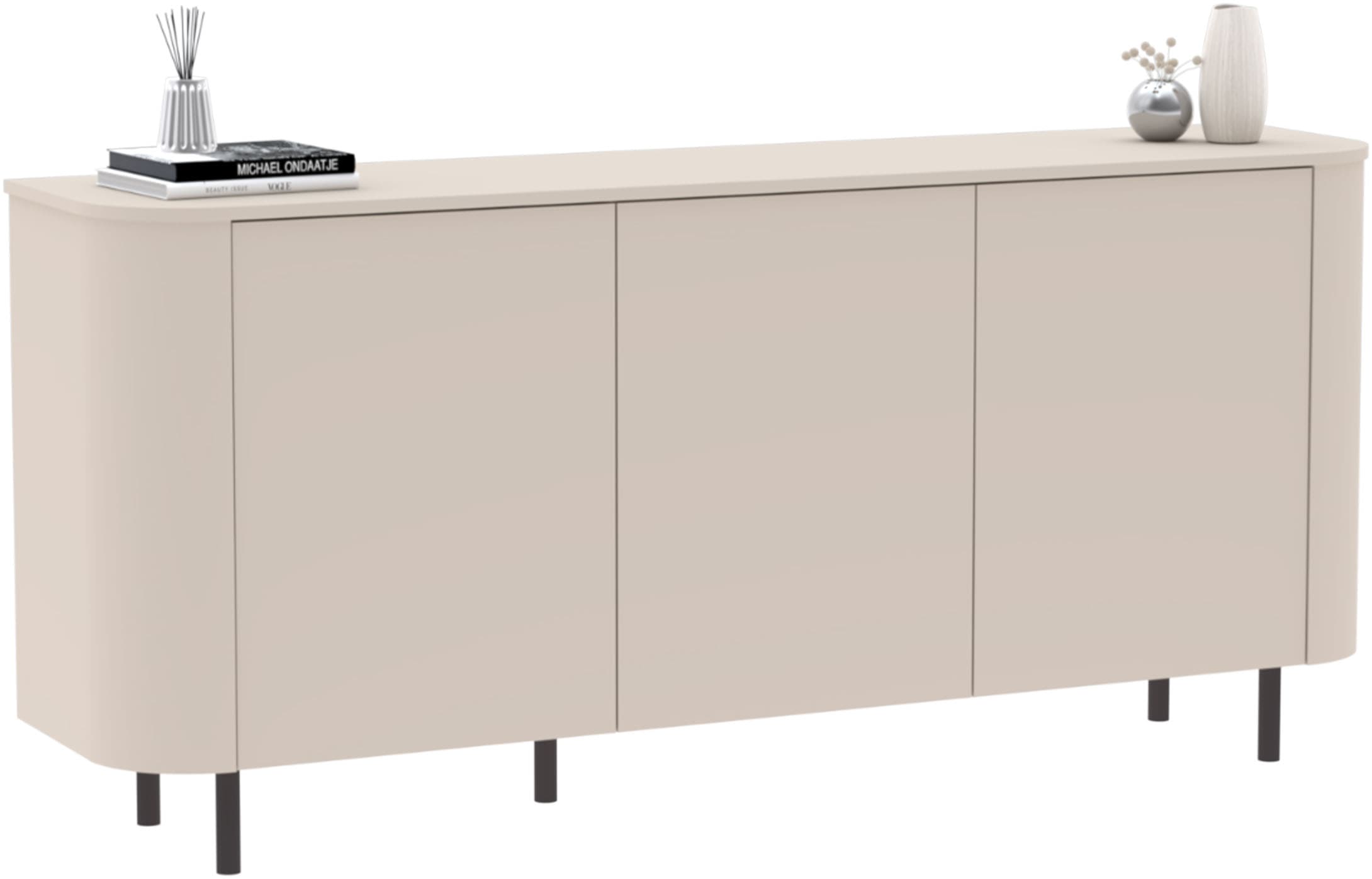 GOODproduct Sideboard »Lido, 181 cm breit, 3 Türen, Anrichte, Kommode, Stauraumschrank« Formgebogenes MDF, Stirnseiten mit Rundung, Push-to-open, Metallfüsse