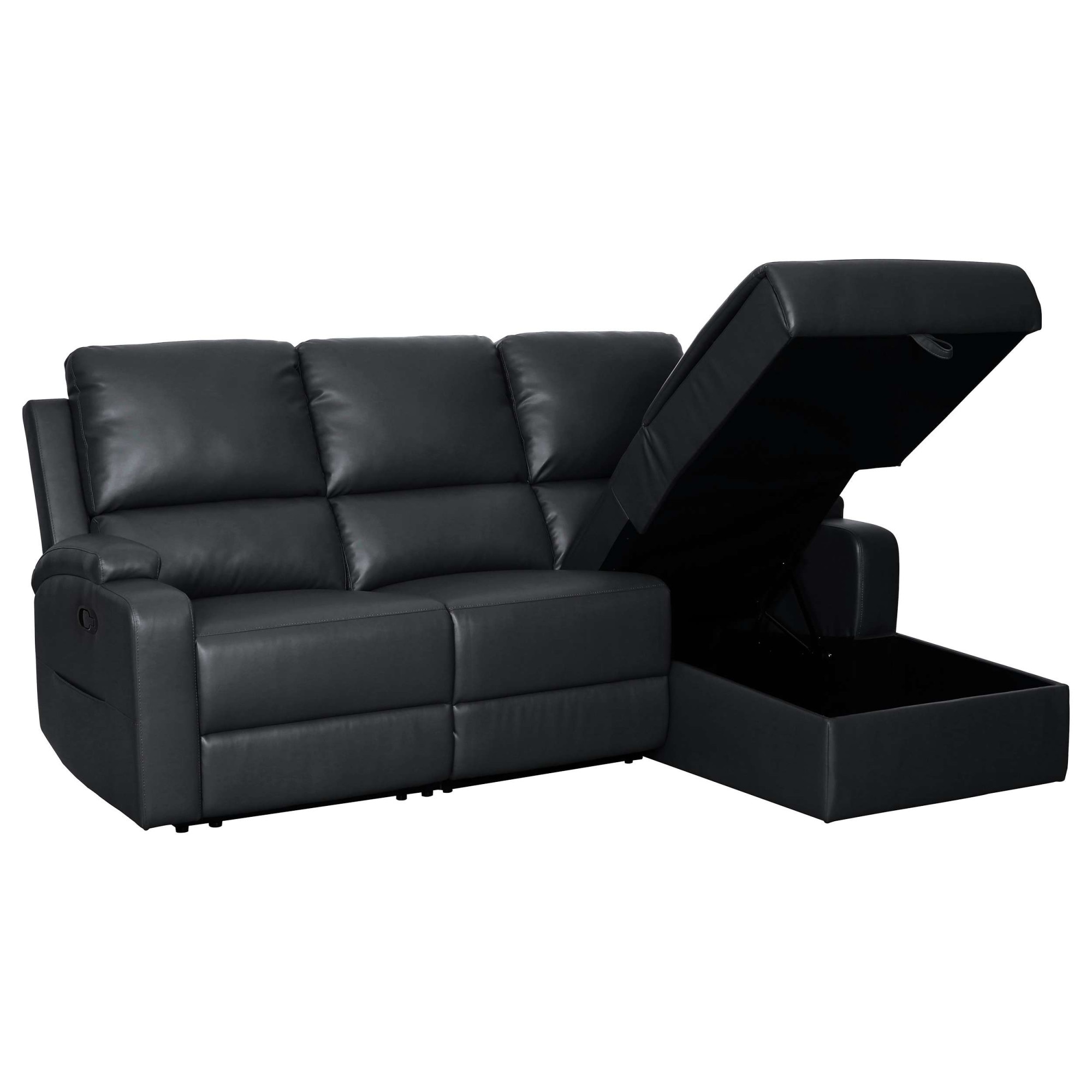 GOODproduct Canapé d'angle »NAPORI Kunstleder, Multimediasofa, L-Form« fonction relax manuelle ou électrique, USB-A pour la version électrique, coffre de rangement