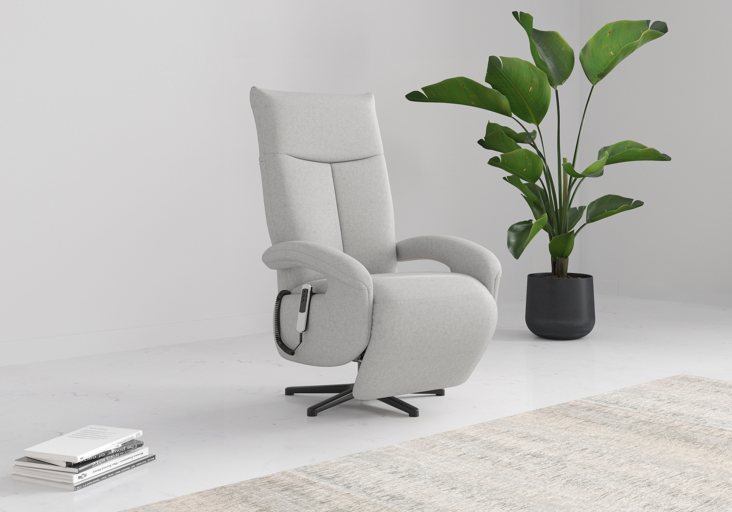 sit&more TV-Sessel »Zoe, inkl. Kopfteilverstellung & 360° Drehfunktion« wahlweise mit 2 Motoren, Akku & Aufstehhilfe