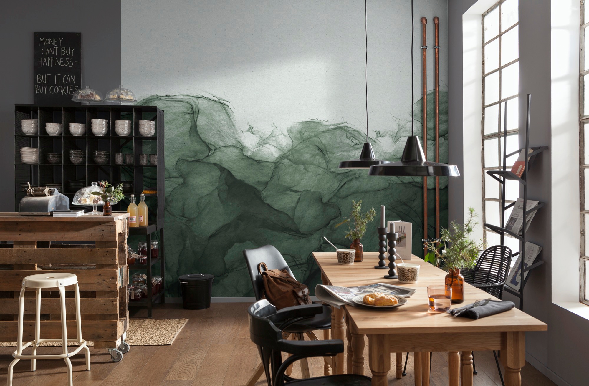 Komar Vliestapete »Digitaldruck Vlies -  Green Dust - Grösse 300 x 280 cm« bedruckt glatt Wohnzimmer, Schlafzimmer