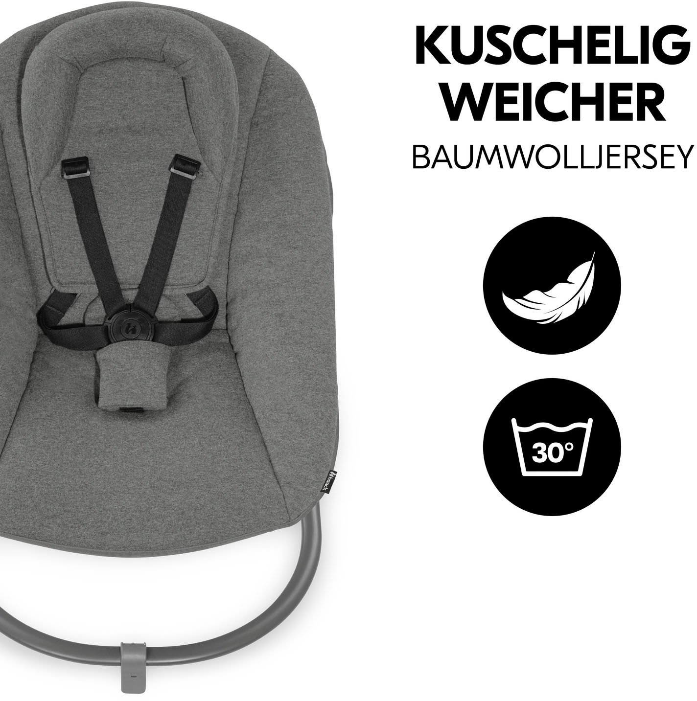 Hauck Transat pour bébé »Alpha Bouncer Premium, Dark Grey« bis 9 kilos für Neugeborene mit Wippgestell, für Hochstuhl Alpha+ und Beta+