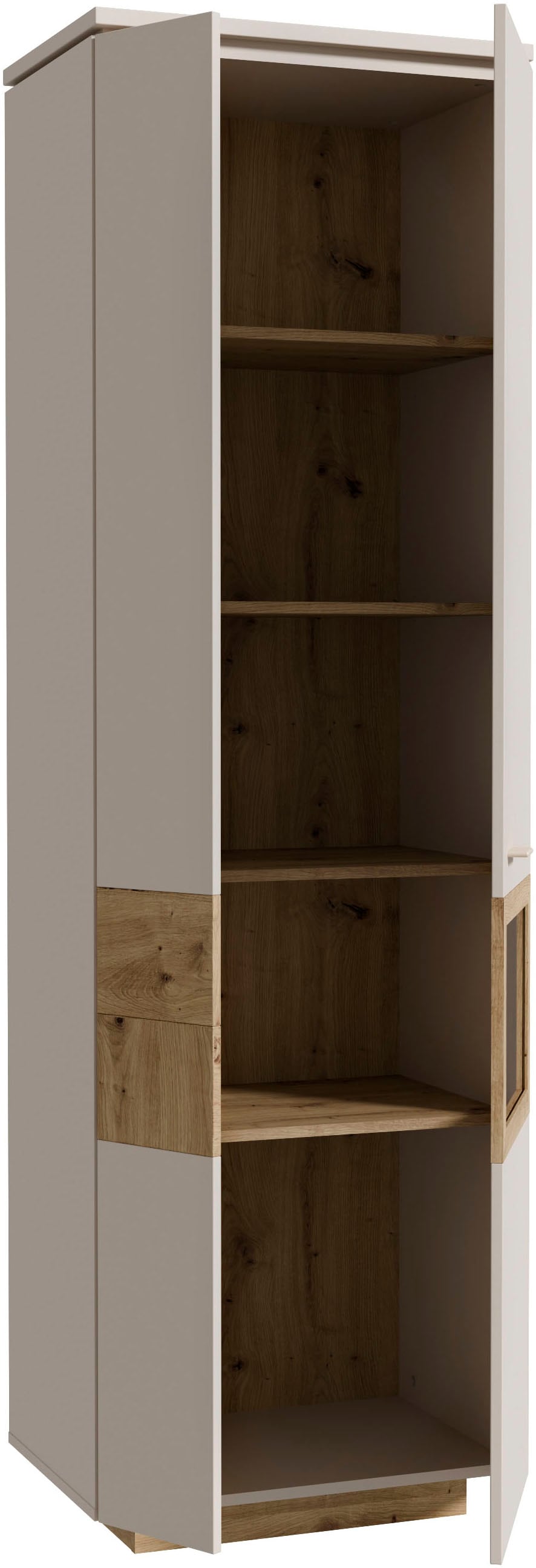 FORTE Vitrines »Louoto, Stauraumvitrine, Standvitrine, Stauraumschrank« Charnière de porte réversible droite ou gauche, avec soft close, hauteur 197,2 cm