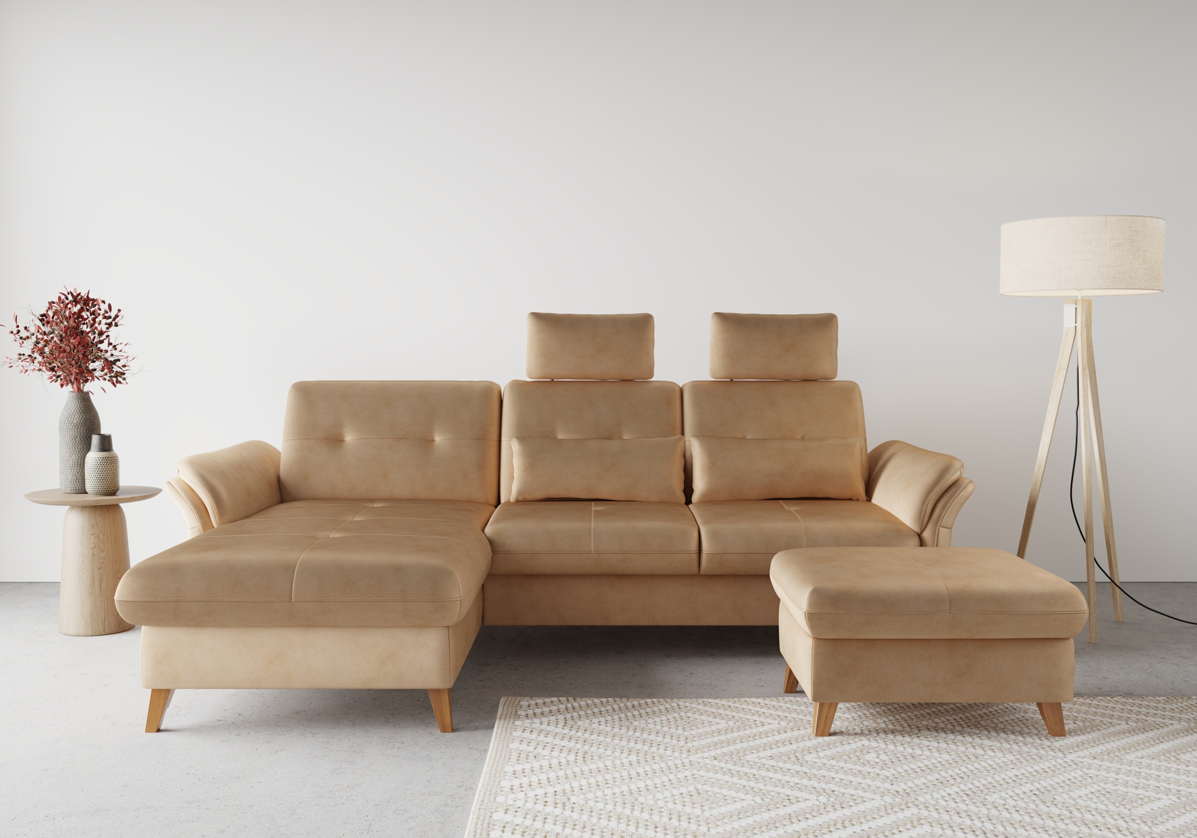 sit&more Ecksofa »Göteborg« Sitztiefenverstellung und Federkern, wahlweise mit Bettfunktion