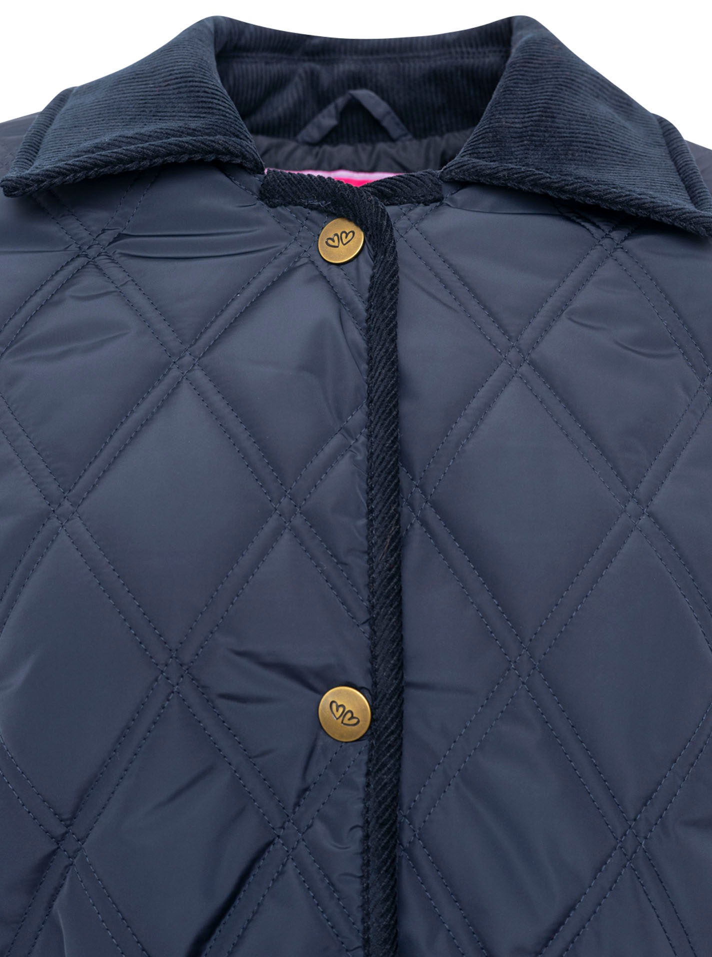 Zwillingsherz Veste matelassée »"Classic"« sans capuche col en velours côtelé, patte de boutonnage et poches