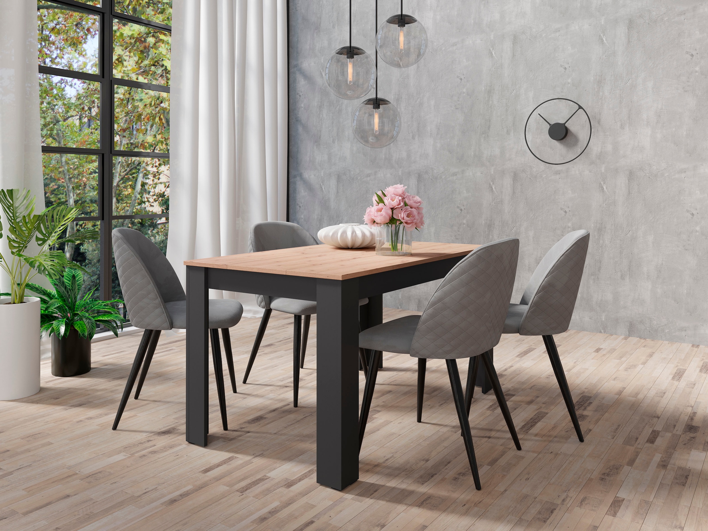 byLIVING Esstisch »Nori« Küchentisch in Eicheoptik, Gestell wahlweise anthrazit oder weiss