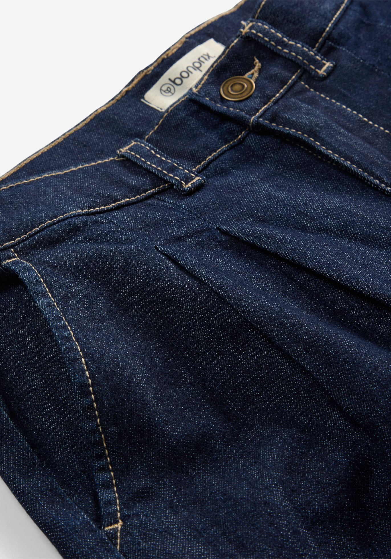 bonprix Weite Jeans »Wide-Leg-Jeans High Waist, Bequembund« Loose Fit Passform, High Waist, mit Bundfalten