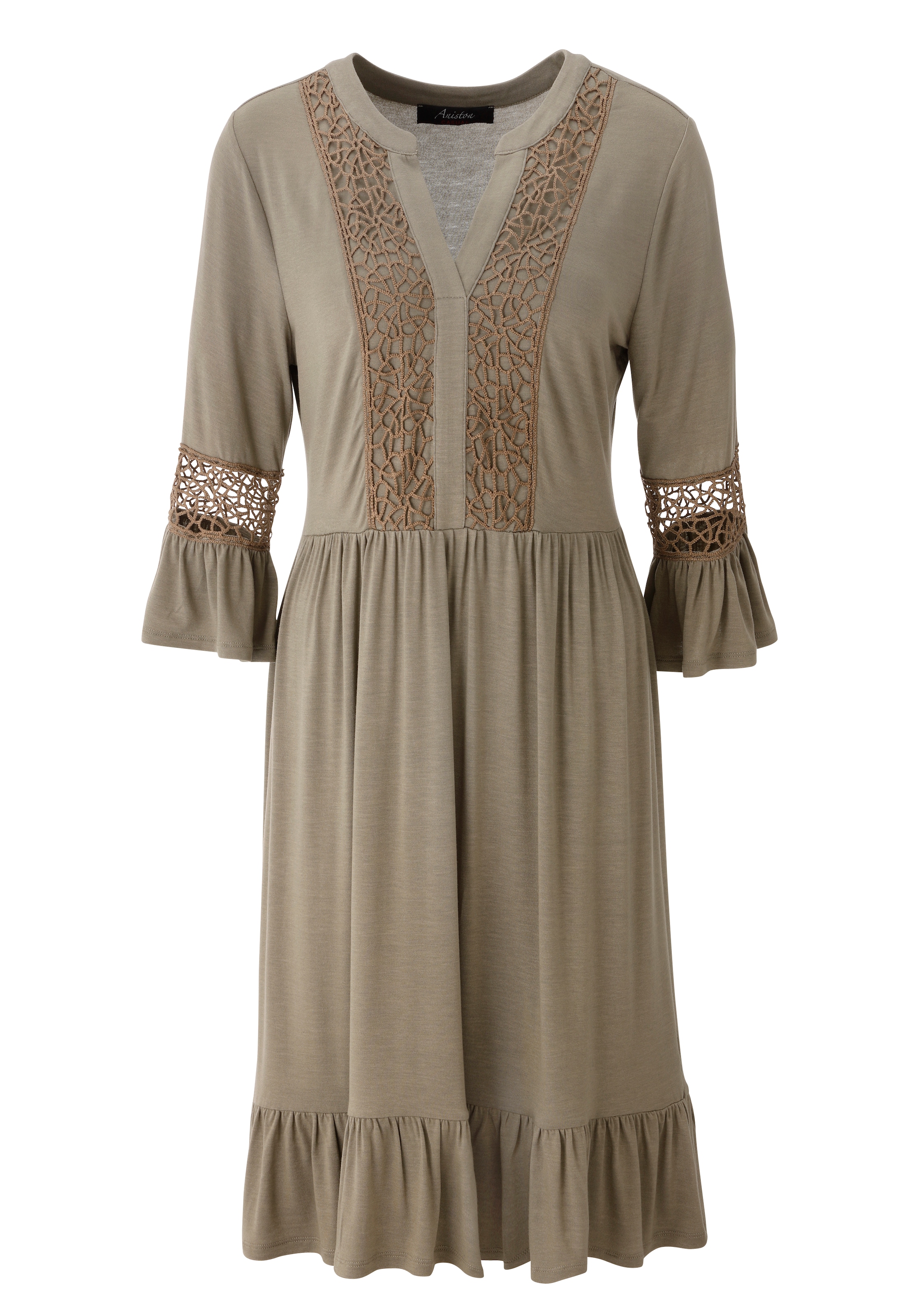 Aniston CASUAL Tunikakleid mit Häkelspitze vertiertes Vorderteil und Ärmel - NEUE KOLLEKTION