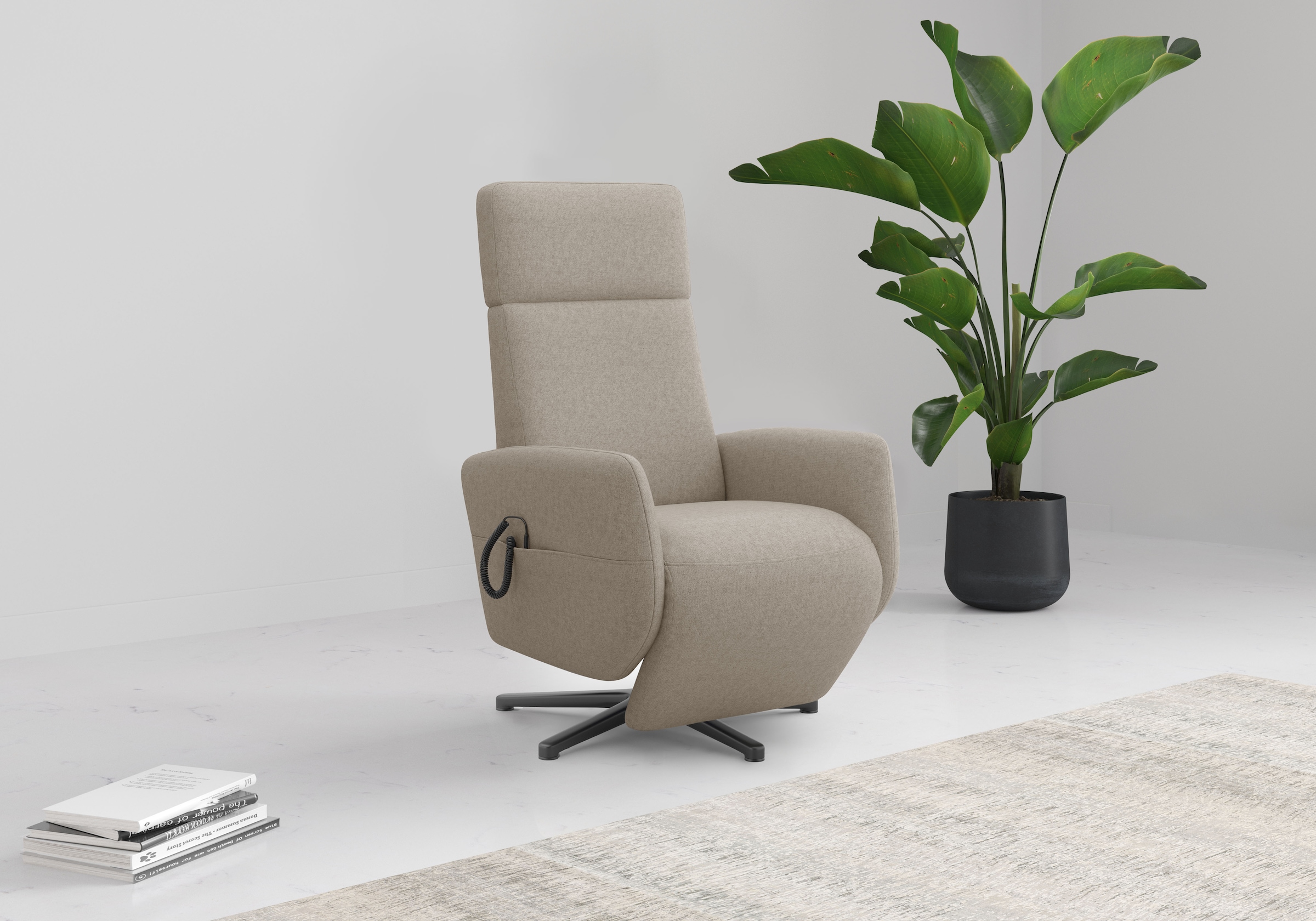 Home affaire Fauteuil TV »Rochelle, inkl. Kopfteilverstellung & 360° Drehfunktion« 1 cuis tlg. wahlweise mit 2 Motoren, Akku & Aufstehhilfe