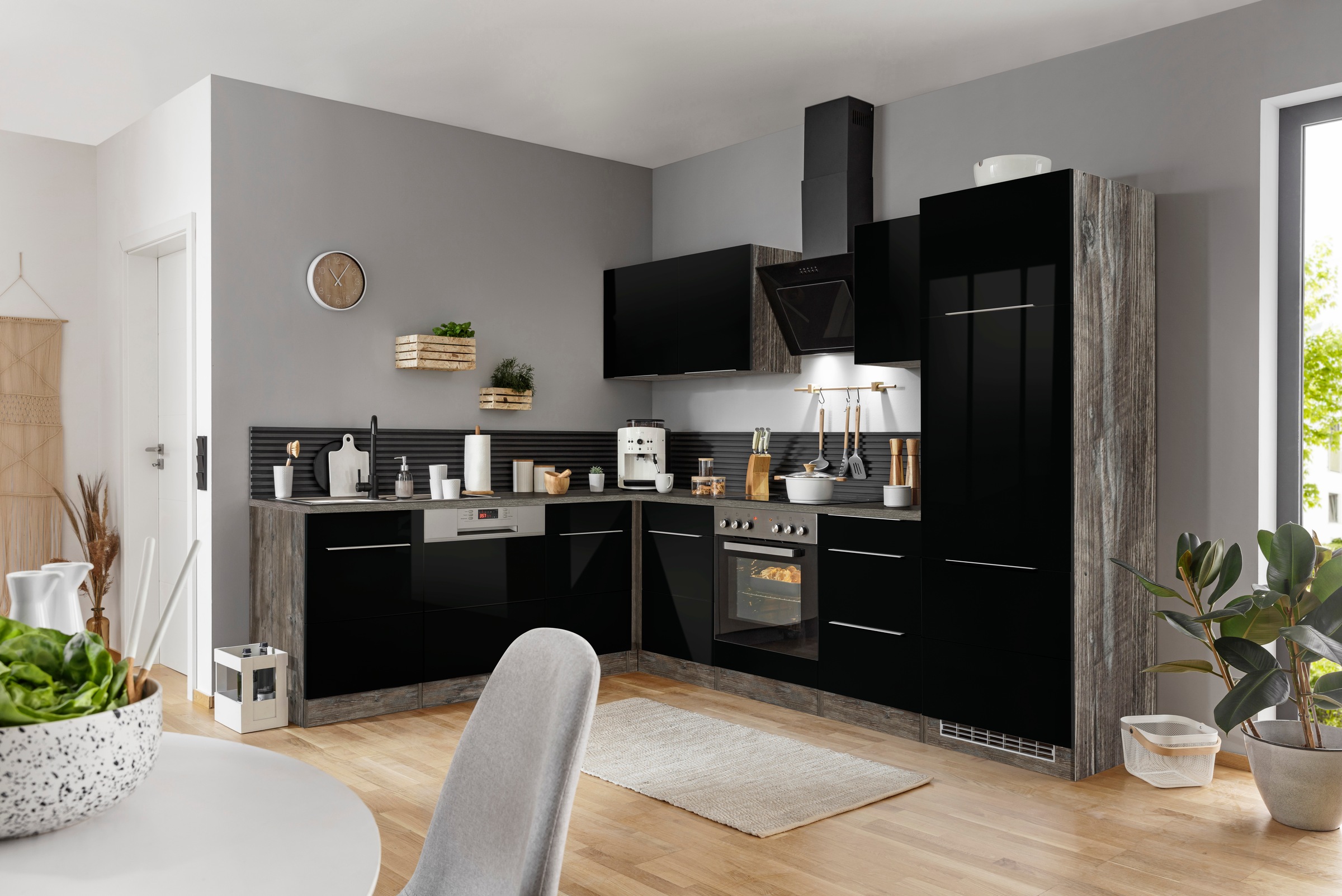 KOCHSTATION Winkelküche »KS-Brindisi« Stellbreite 220/280 cm, wahlweise mit E-Geräten, mit MDF-Fronten