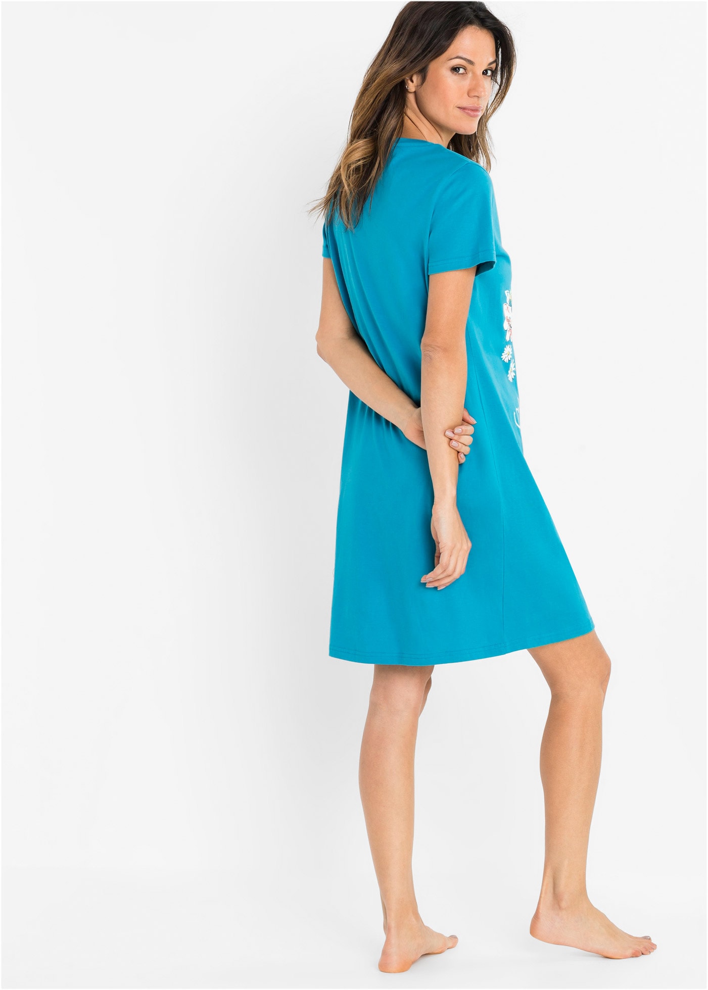 bonprix Chemise de nuit Packung, 2 tlg. für entspannte Stunden zu Hause, aus Baumwolle, mit kurzem Arm