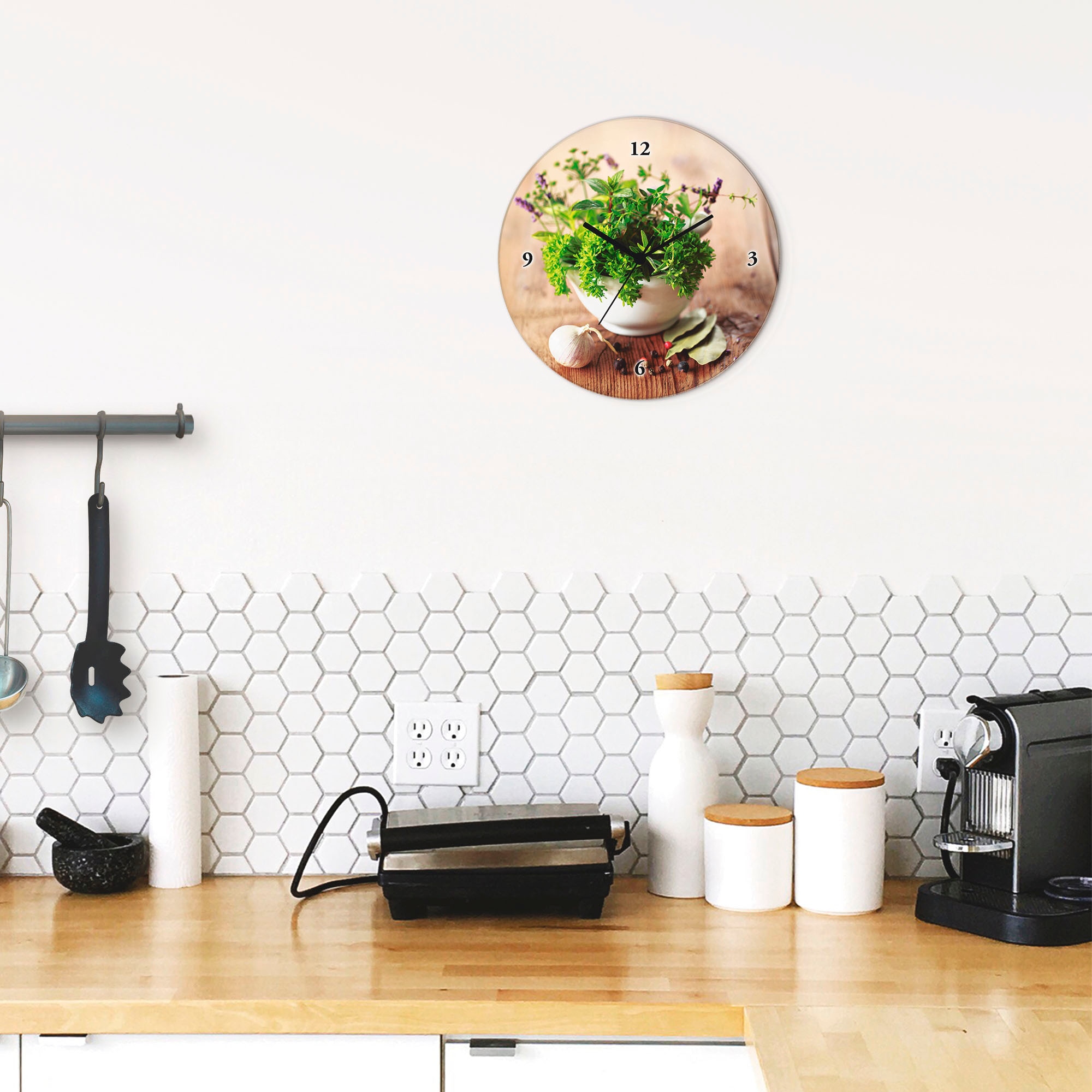 Artland Wanduhr »Verschiedene Kräuter - Küche« wahlweise mit  Quarz- oder Funkuhrwerk, lautlos ohne Tickgeräusche