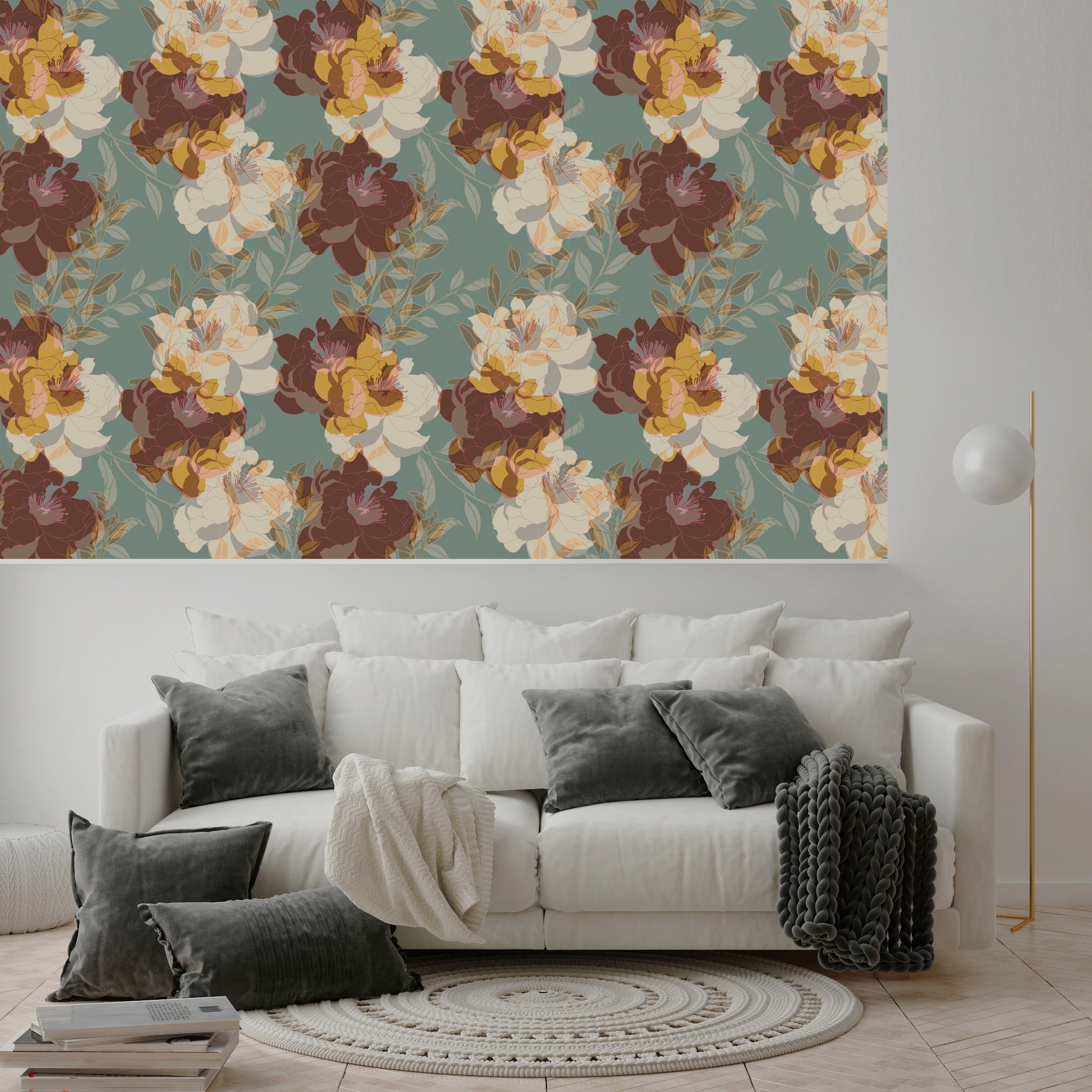queence Papier peint vinyle »Kalea« Motif | botanique | floral | imprimé | naturellement | à motifs 90x250cm, selbstklebend, kinderleichte Anbringung, , Sticker