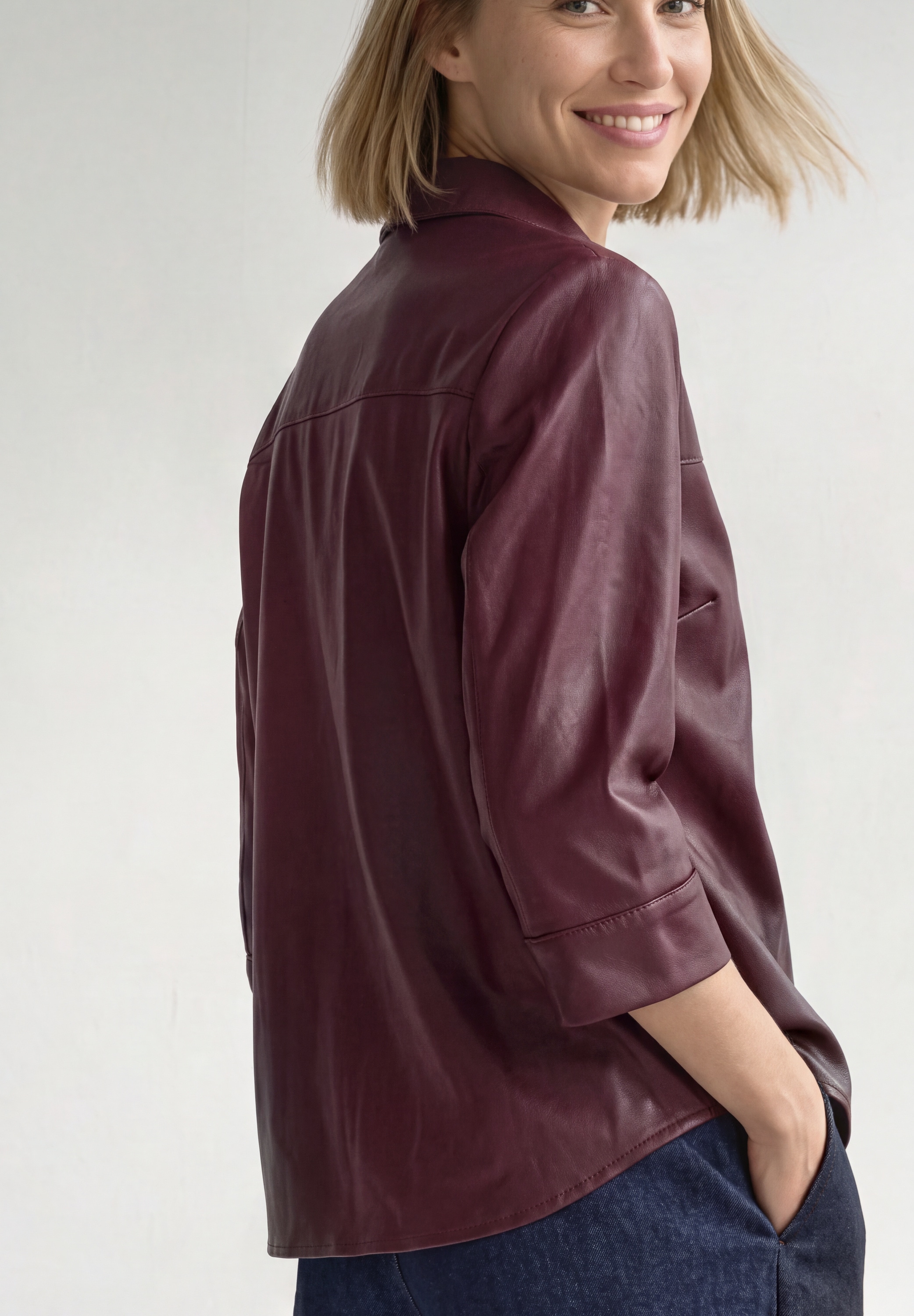 STREET ONE Blouse chemise chemise à manches 3/4 style cuir