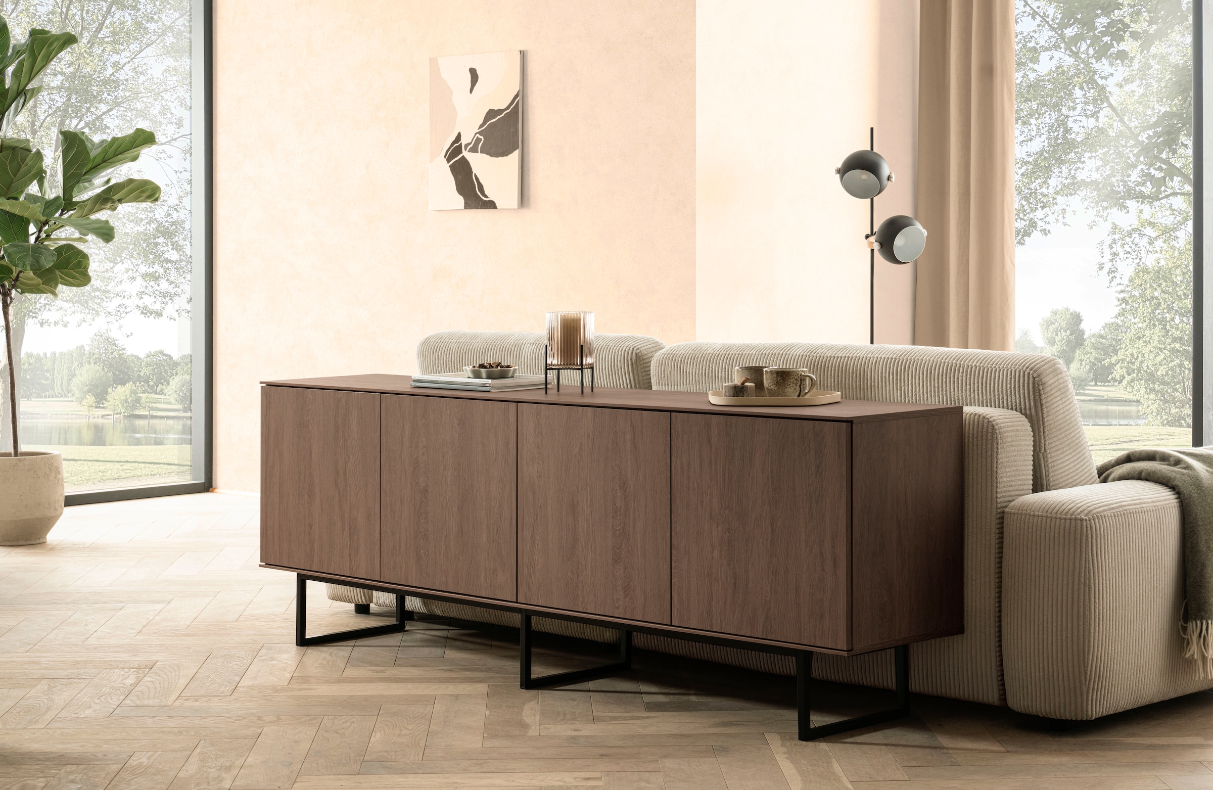 Home affaire Buffet »Lund, moderner Schrank, Kommode mit Kufengestell« surface supérieure visuellement fine, aspect haut de gamme, espace de rangement suffisant