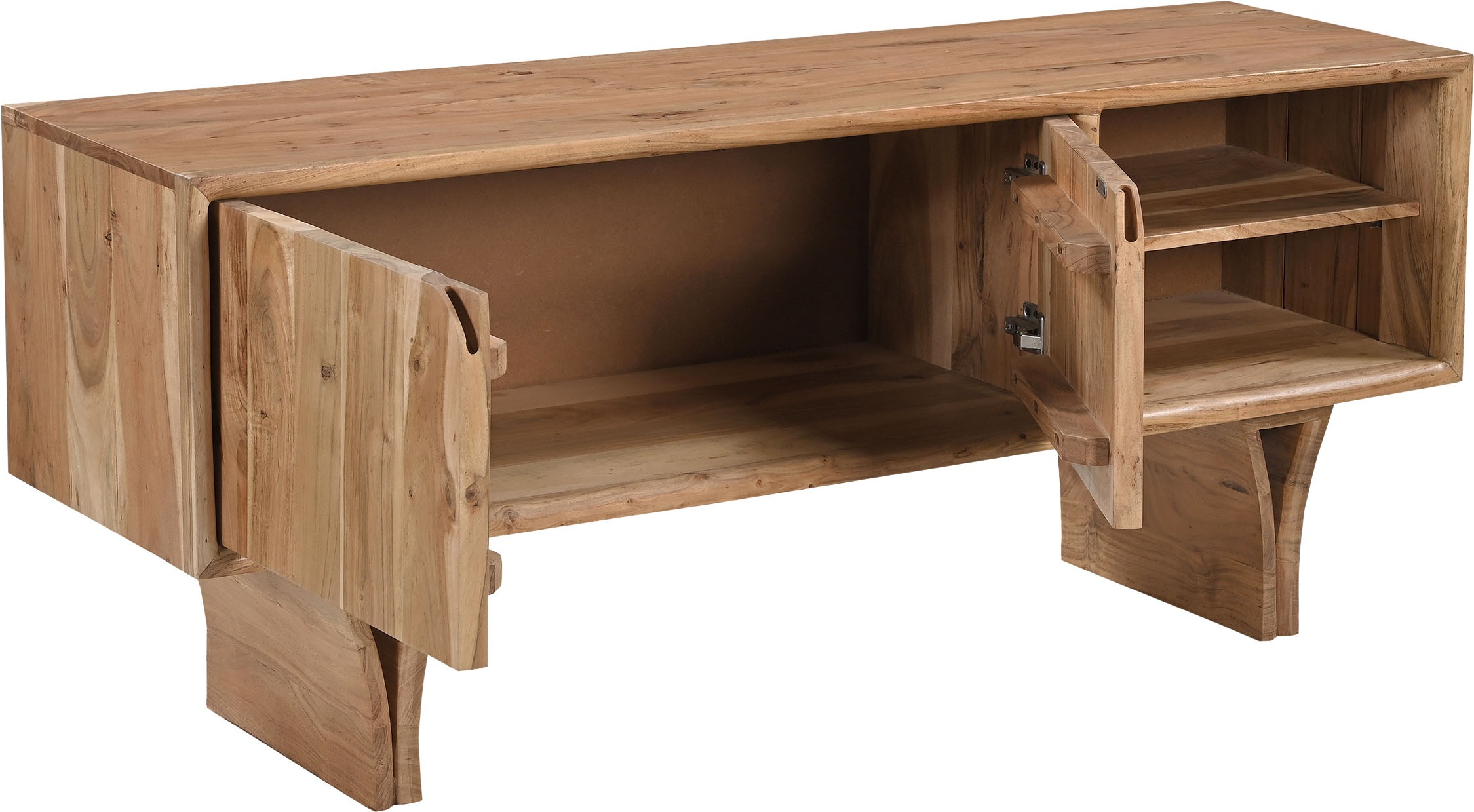 SIT Lowboard »Rabat aus Akazie mit Holzwangen-Gestell & Stauraum« 1 Stk. tlg. TV-Board aus Akazie mit 2 Türen und offenen Ablagen