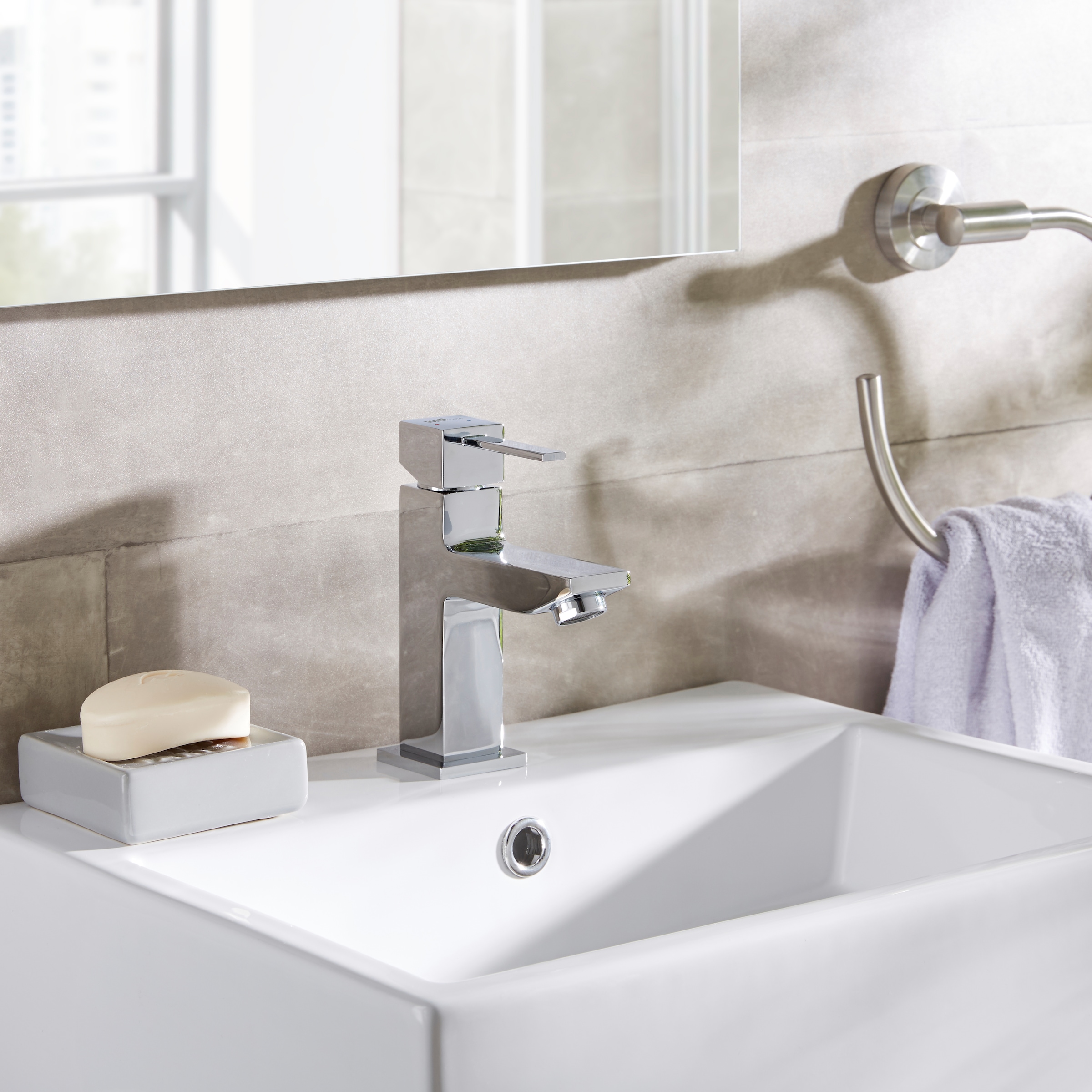 welltime Robinet de lavabo »Trento, Wasserhahn« Wassersparende Eco-Click-Funktion, inkl. Pop-Up Ablaufventil