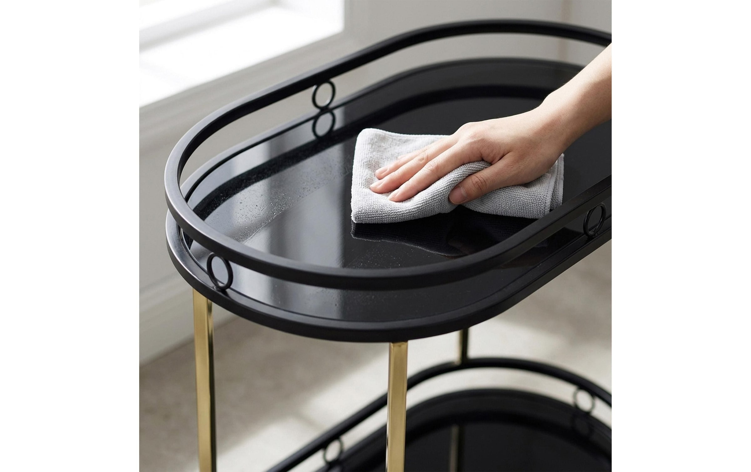 relaxdays »Kaffeewagen 72 x 77.5 cm, Schwarz/Gold«