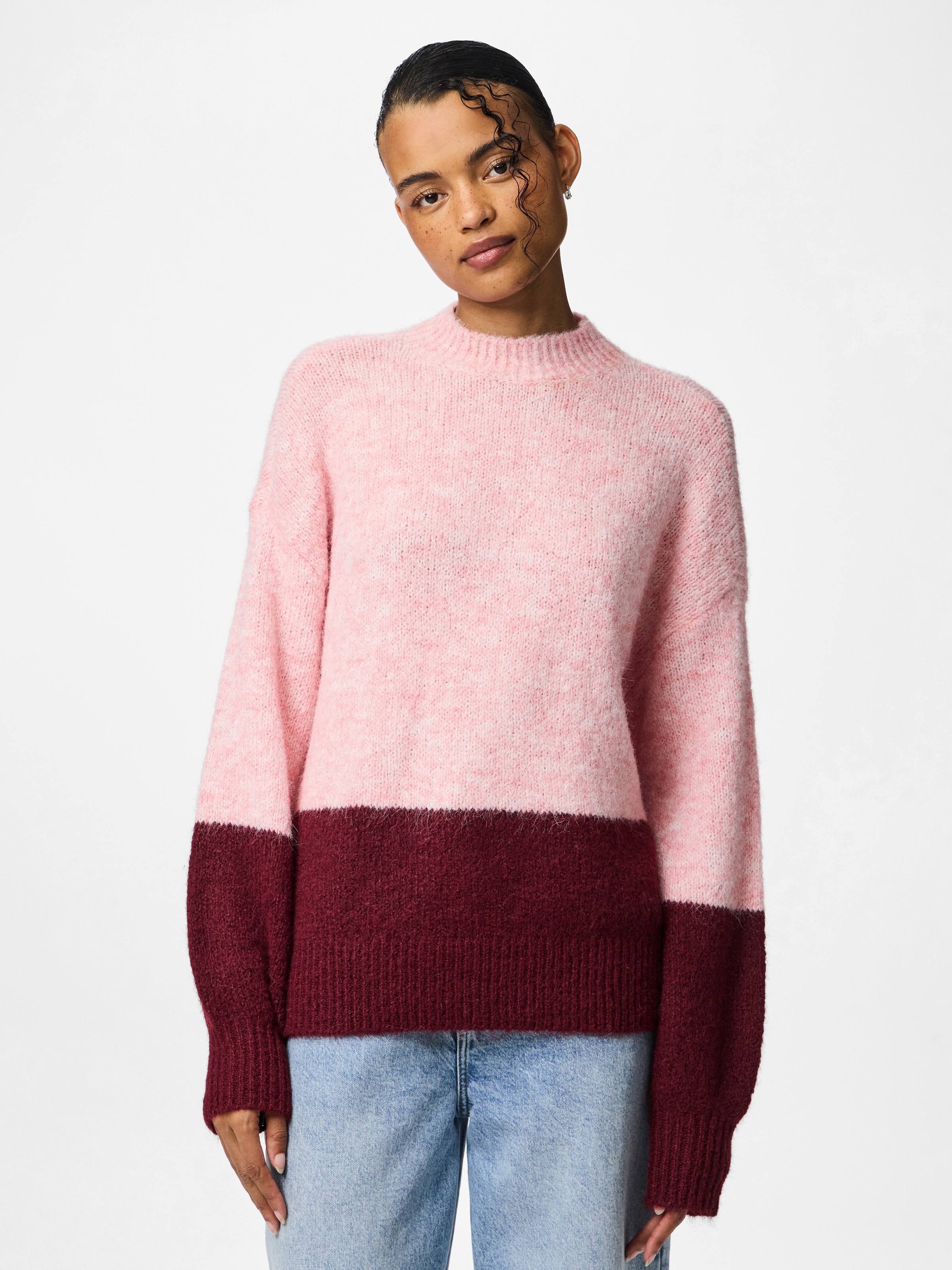 pieces Pull à col rond »PCIVY LS O-NECK COLOR BLOCK KNIT PWP BC« Colorblock Design