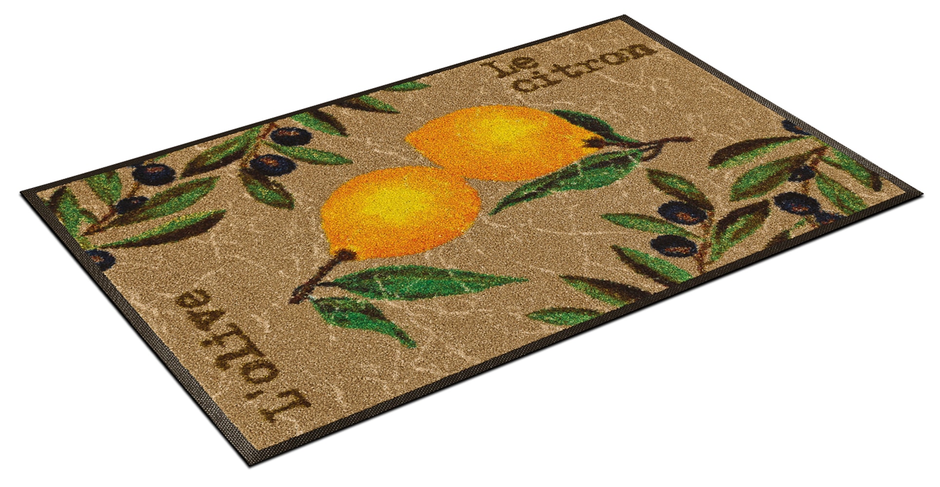 wash+dry by Kleen-Tex Tapis de sol »Le Citron« Rectangulaire 7 mm Höhe Schmutzfangmatte, Motiv Oliven & Zitronen, rutschhemmend, waschbar