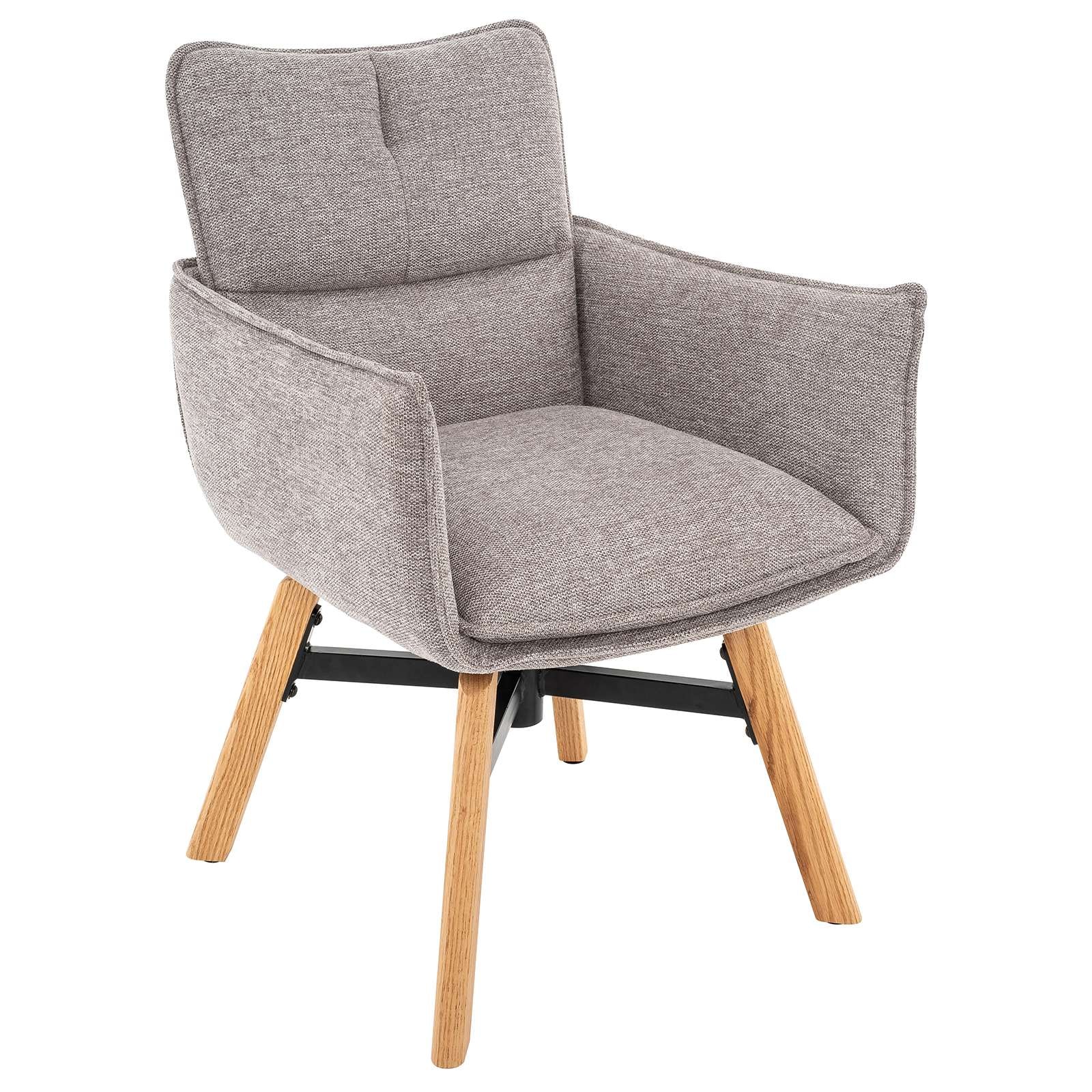 GOODproduct Chaise de salle à manger »Elyssa« (Set) 2 cuismassives Eichenholzgestell,  pflegeleichter Webstoff, Drehfunktion